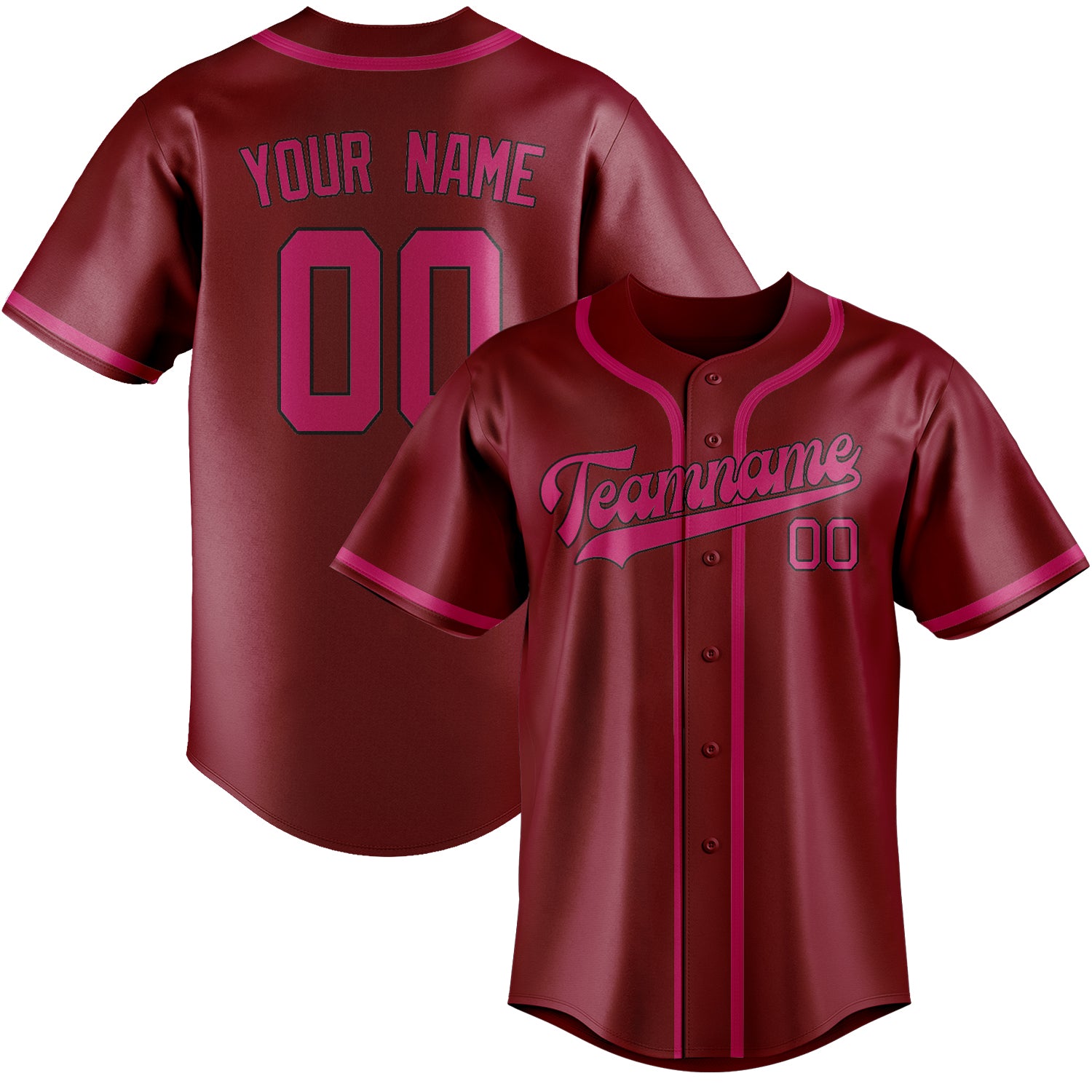Custom Crimson Red Pink Baseball Jersey
