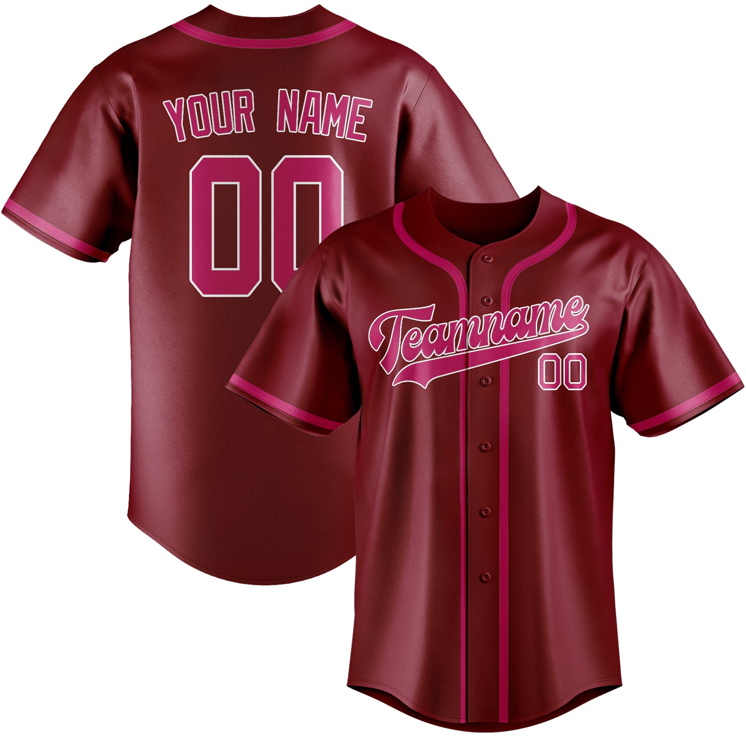 Custom Crimson Red Pink Baseball Jersey