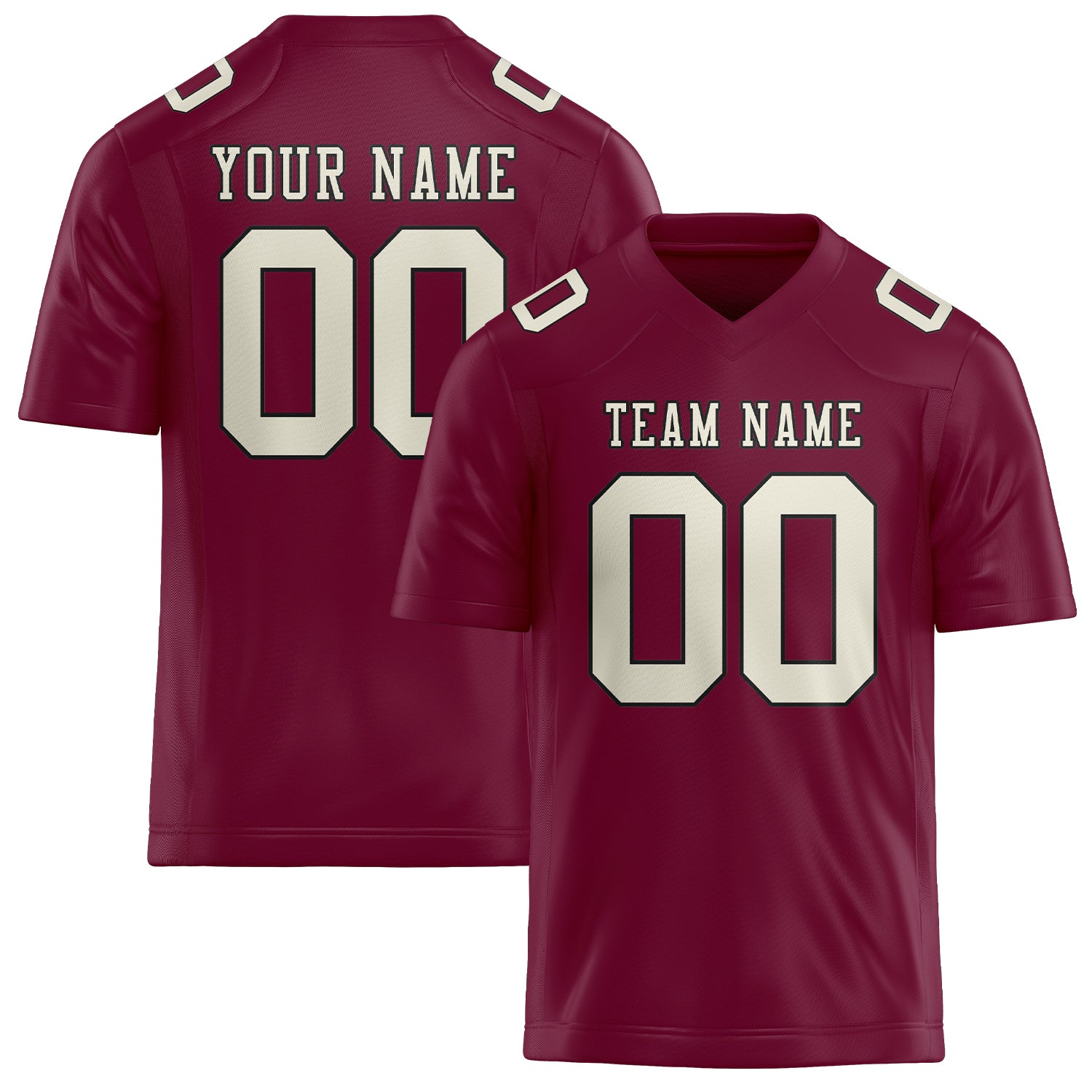 Custom Crimson Red Cream Football Jersey