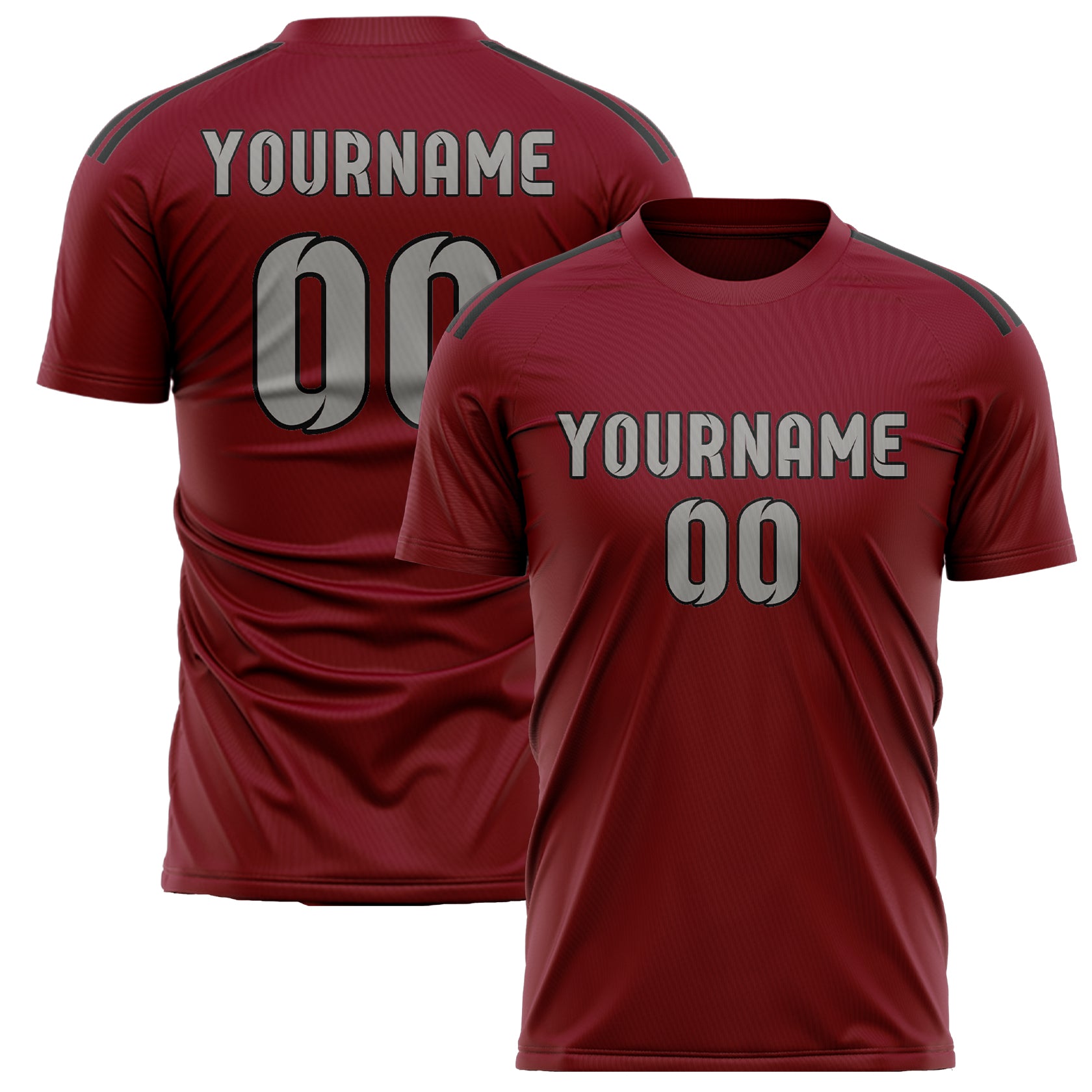 Custom Crimson Red Gray Soccer Jersey