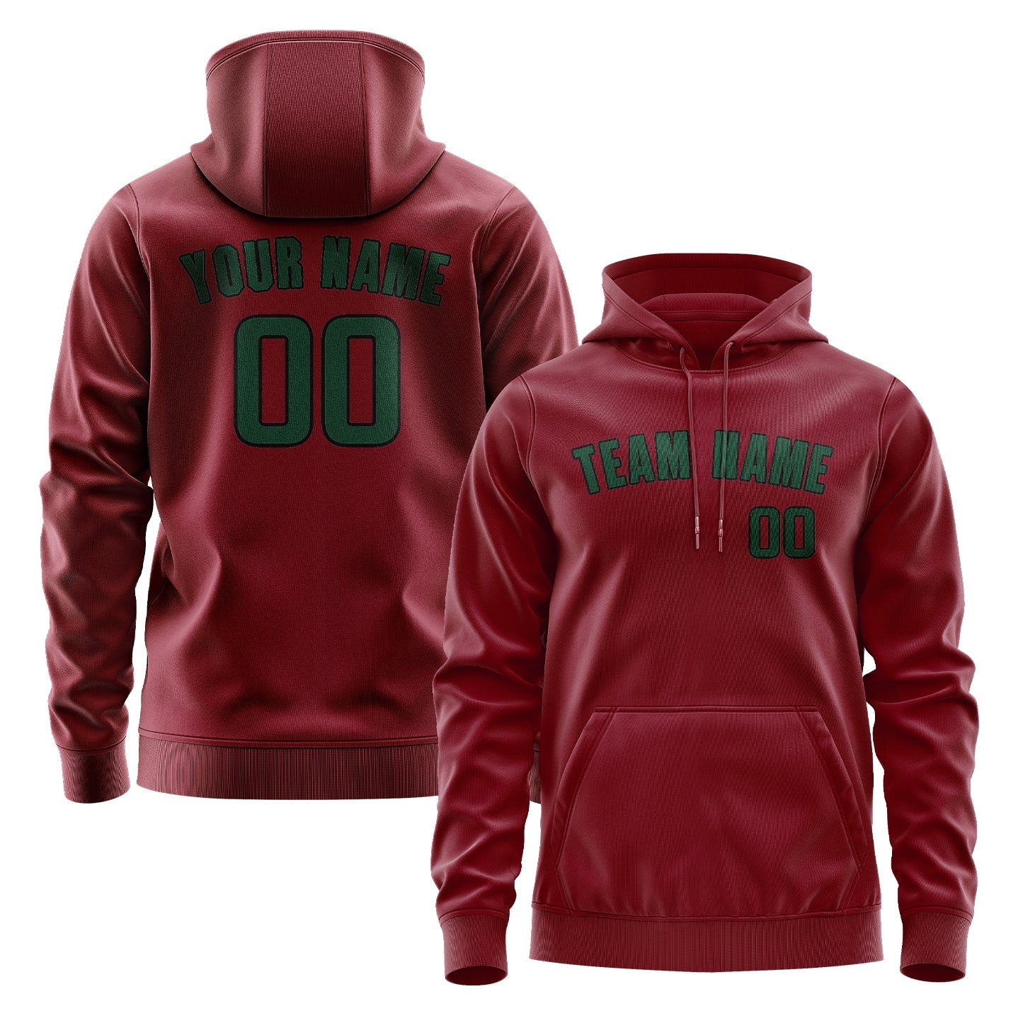 Custom Crimson Red Green Hoodie