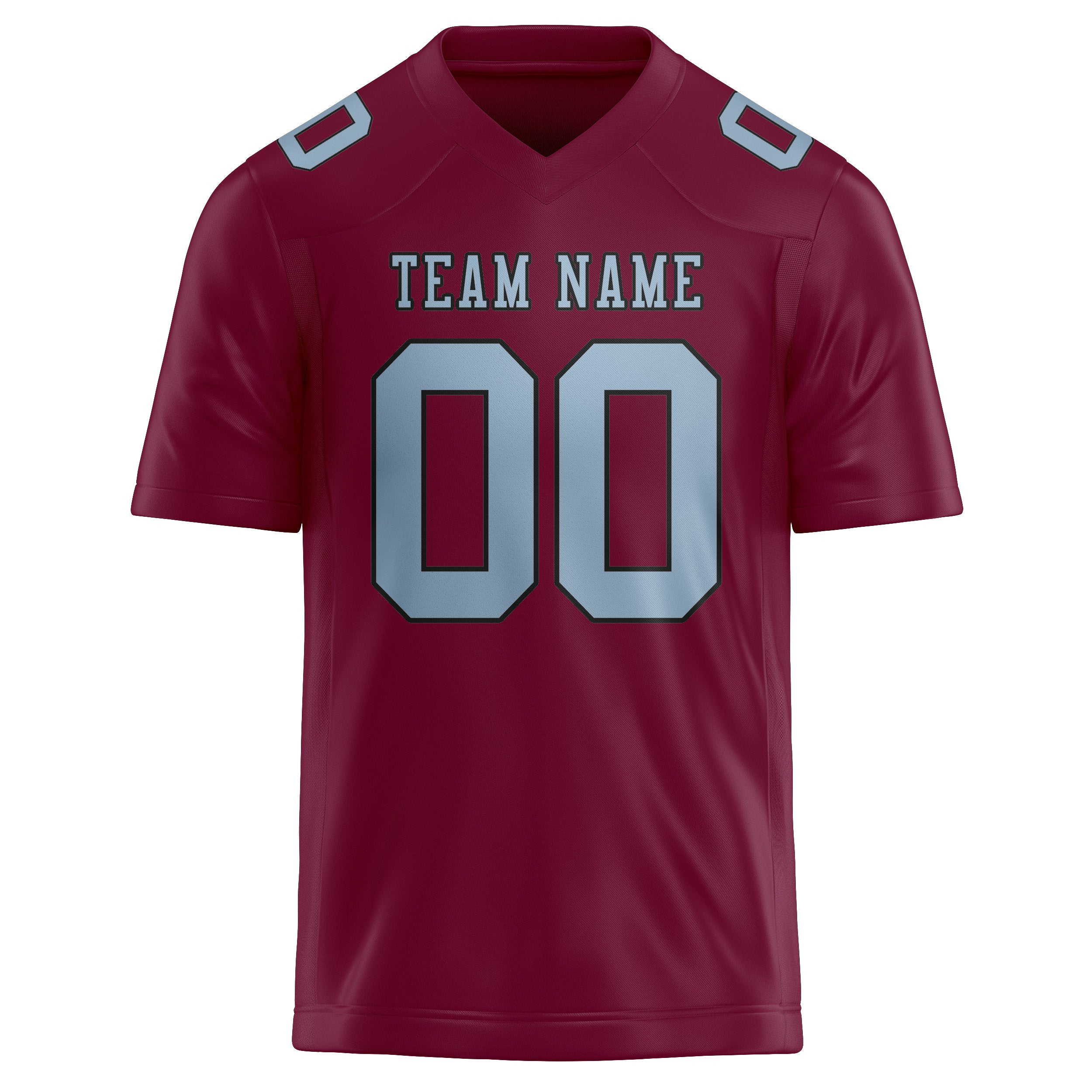 Custom Crimson Red Light Blue Football Jersey