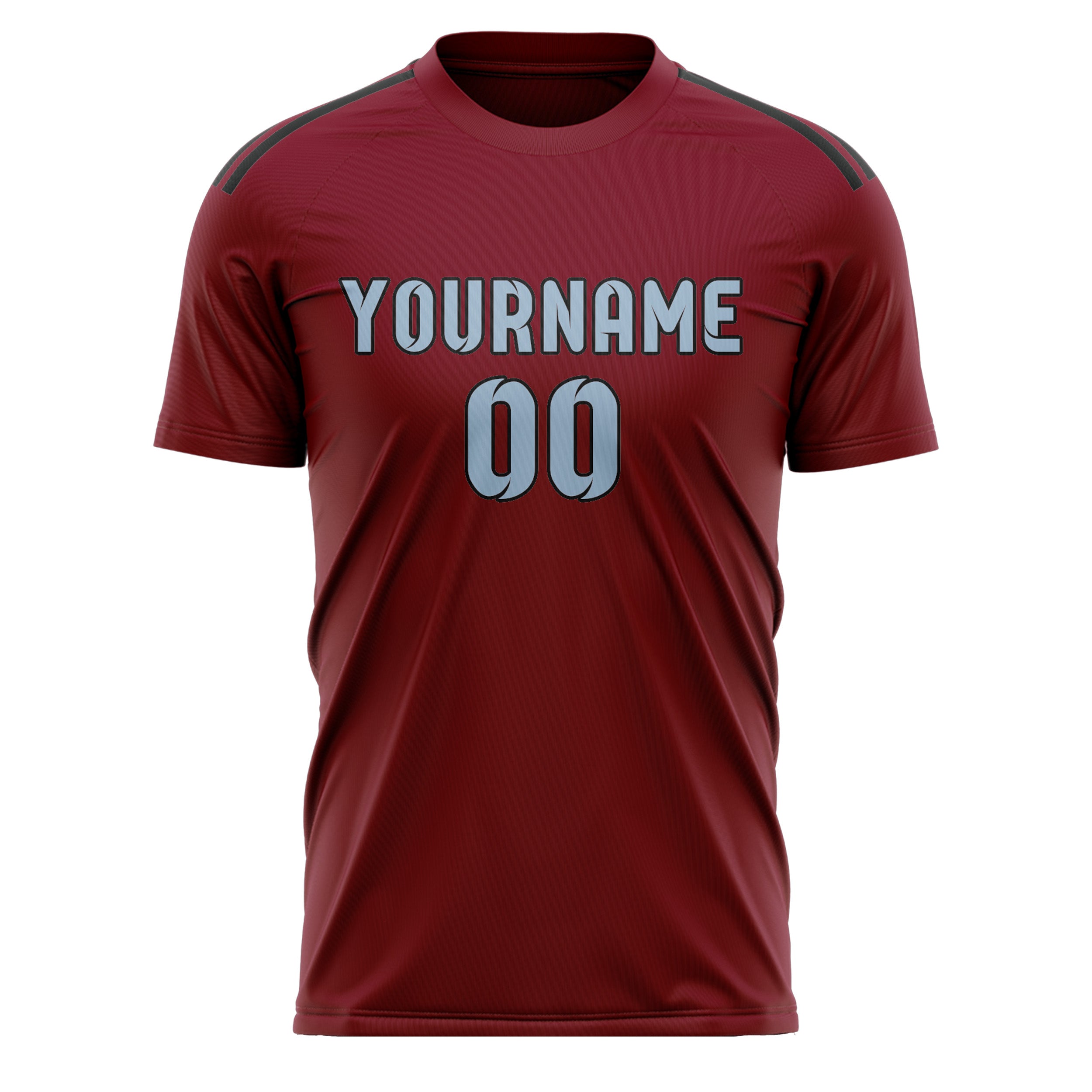 Custom Crimson Red Light Blue Soccer Jersey