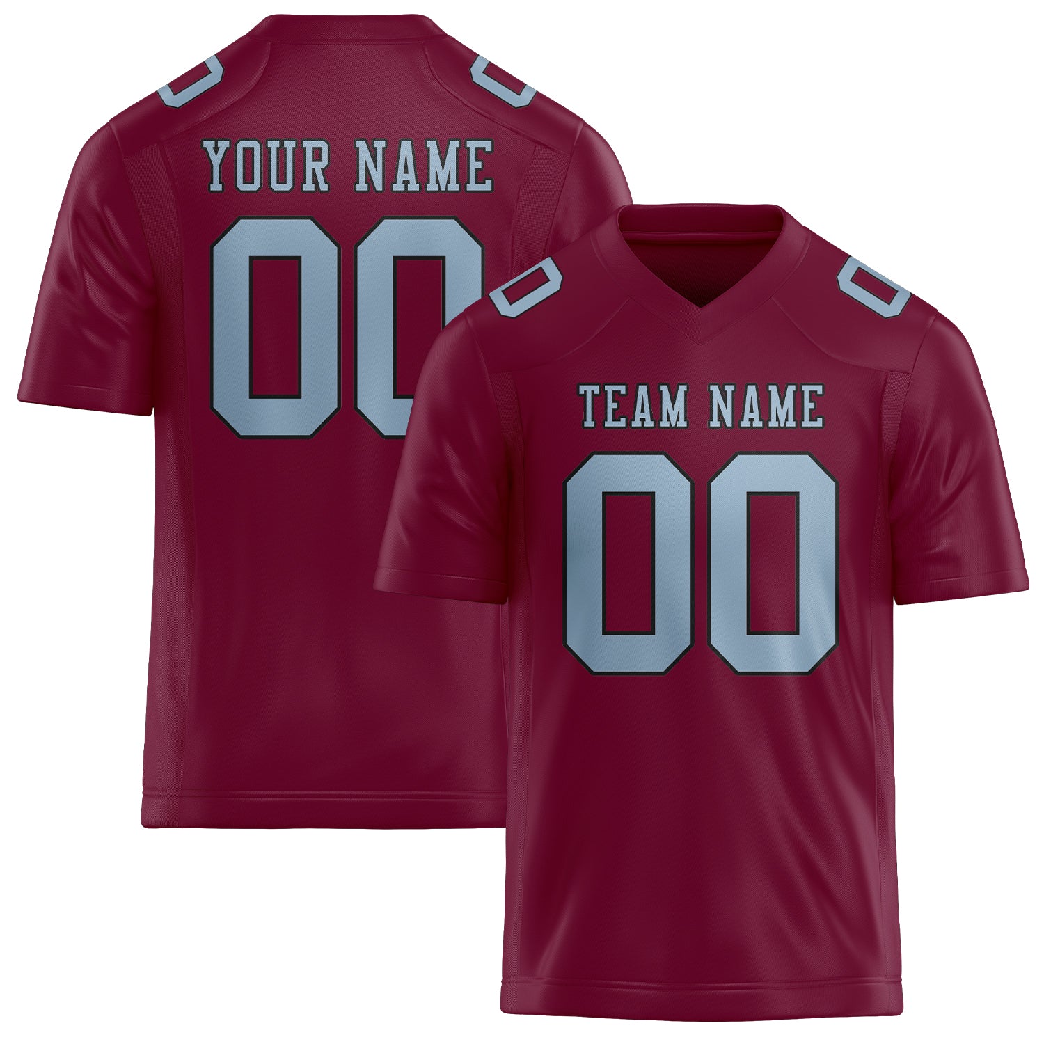 Custom Crimson Red Light Blue Football Jersey