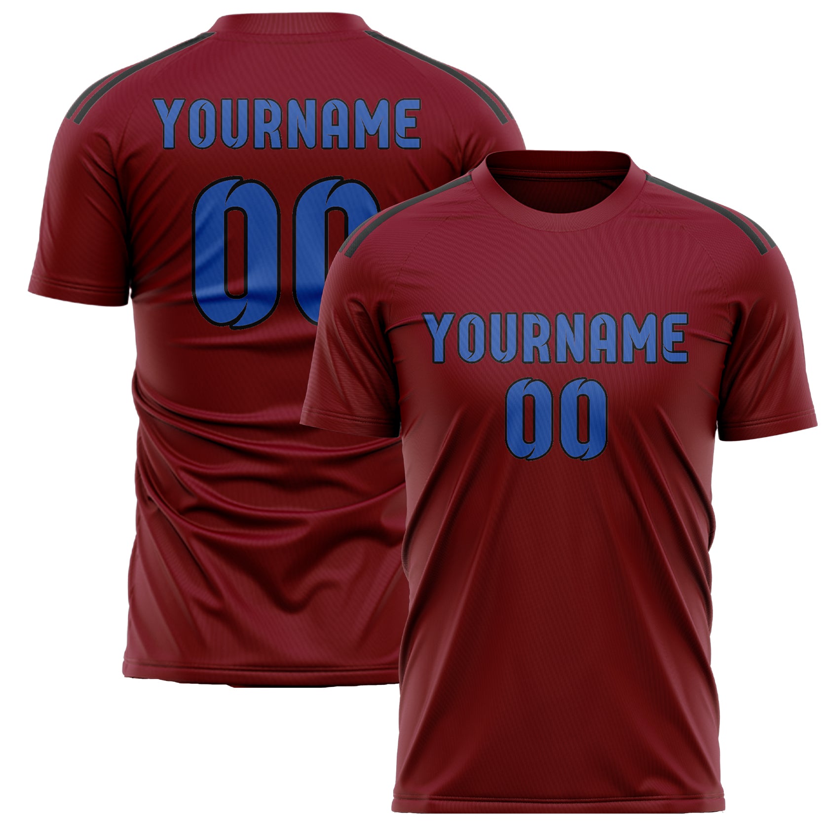 Custom Crimson Red Sky Blue Soccer Jersey