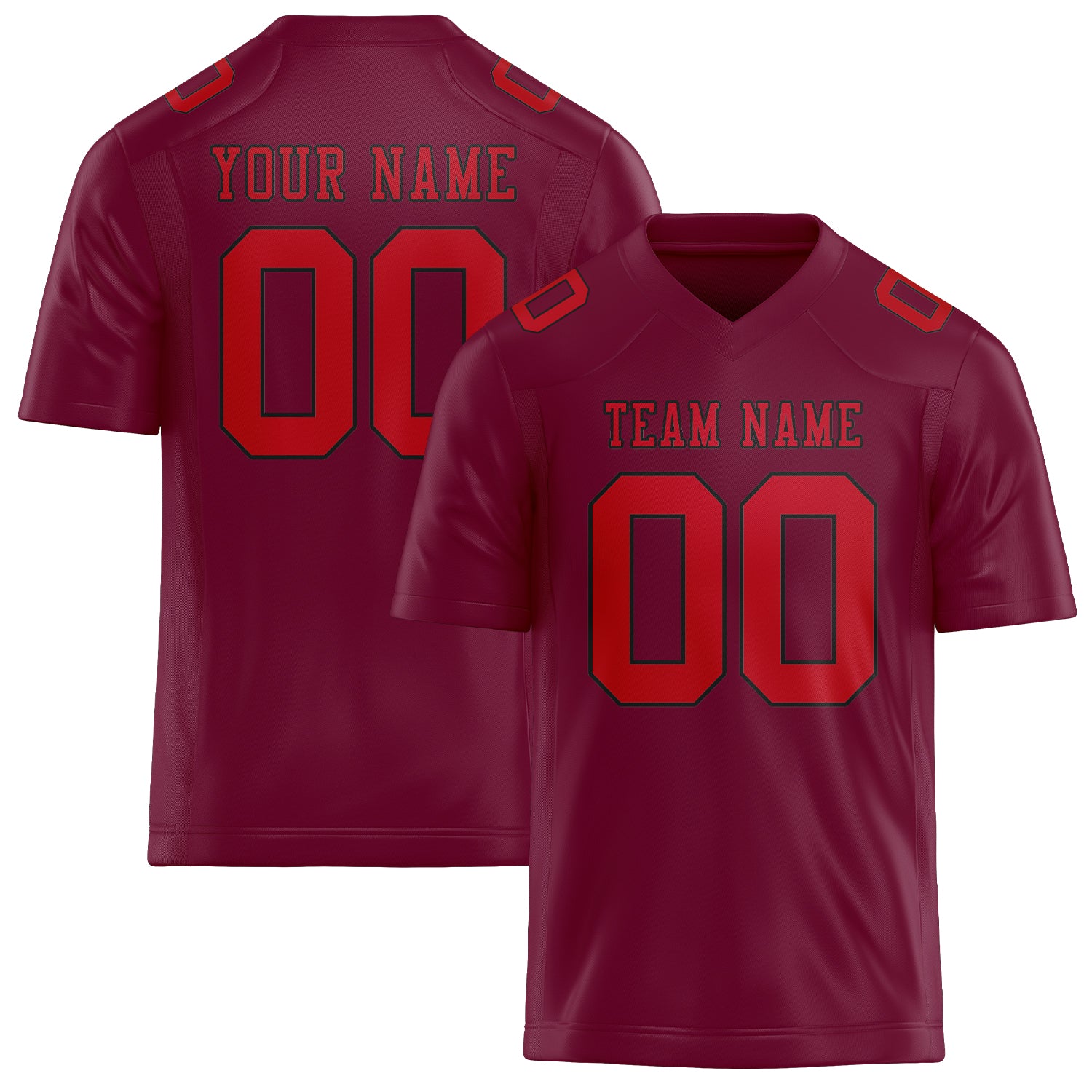 Custom Crimson Red Red Football Jersey