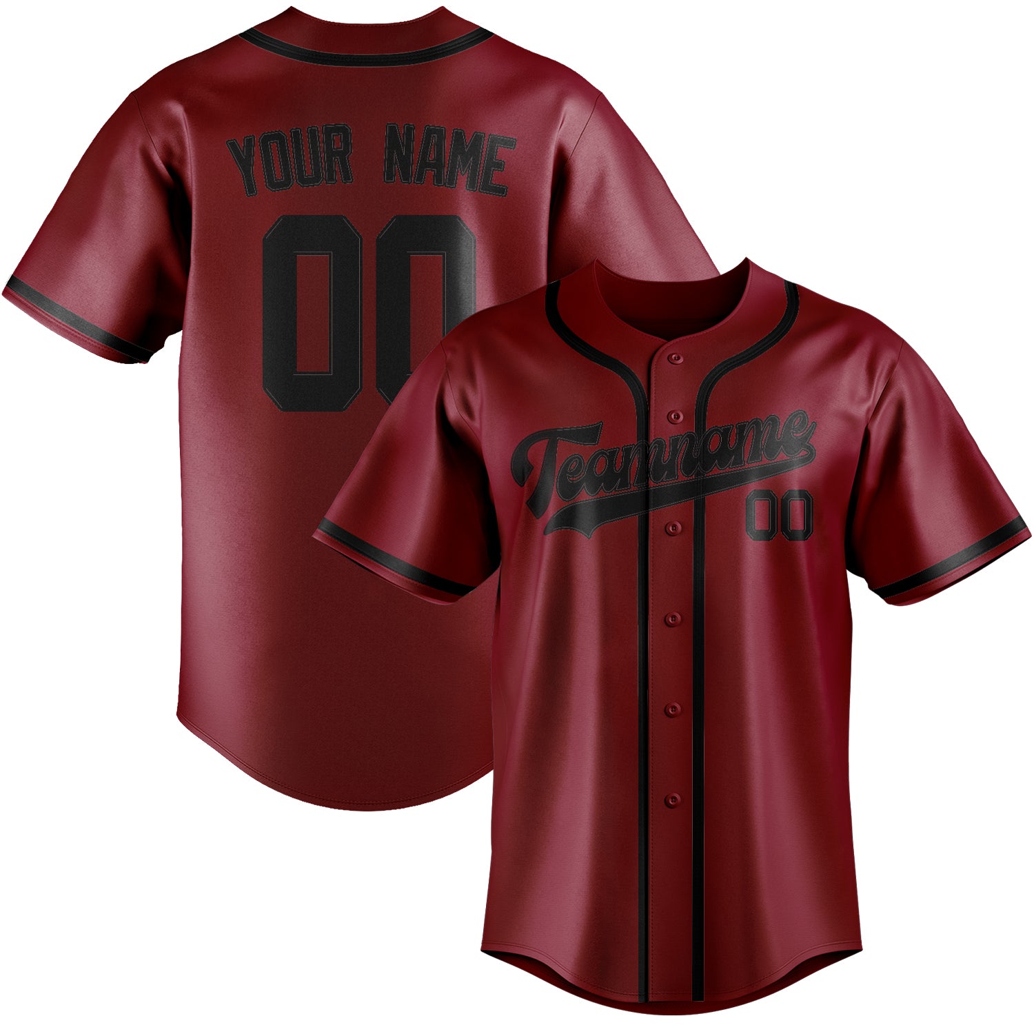 Custom Crimson Red Black Baseball Jersey