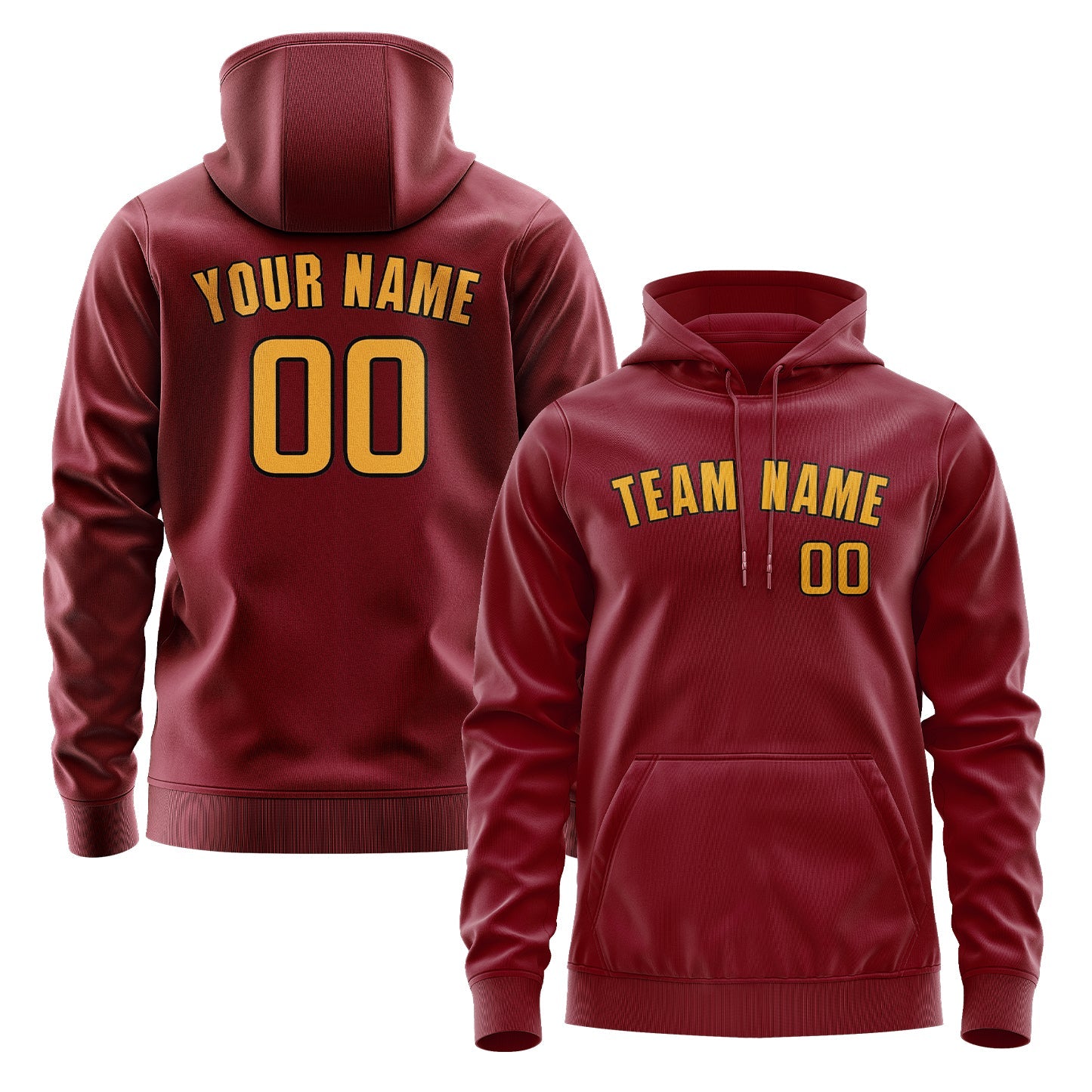 Custom Crimson Red Yellow Hoodie