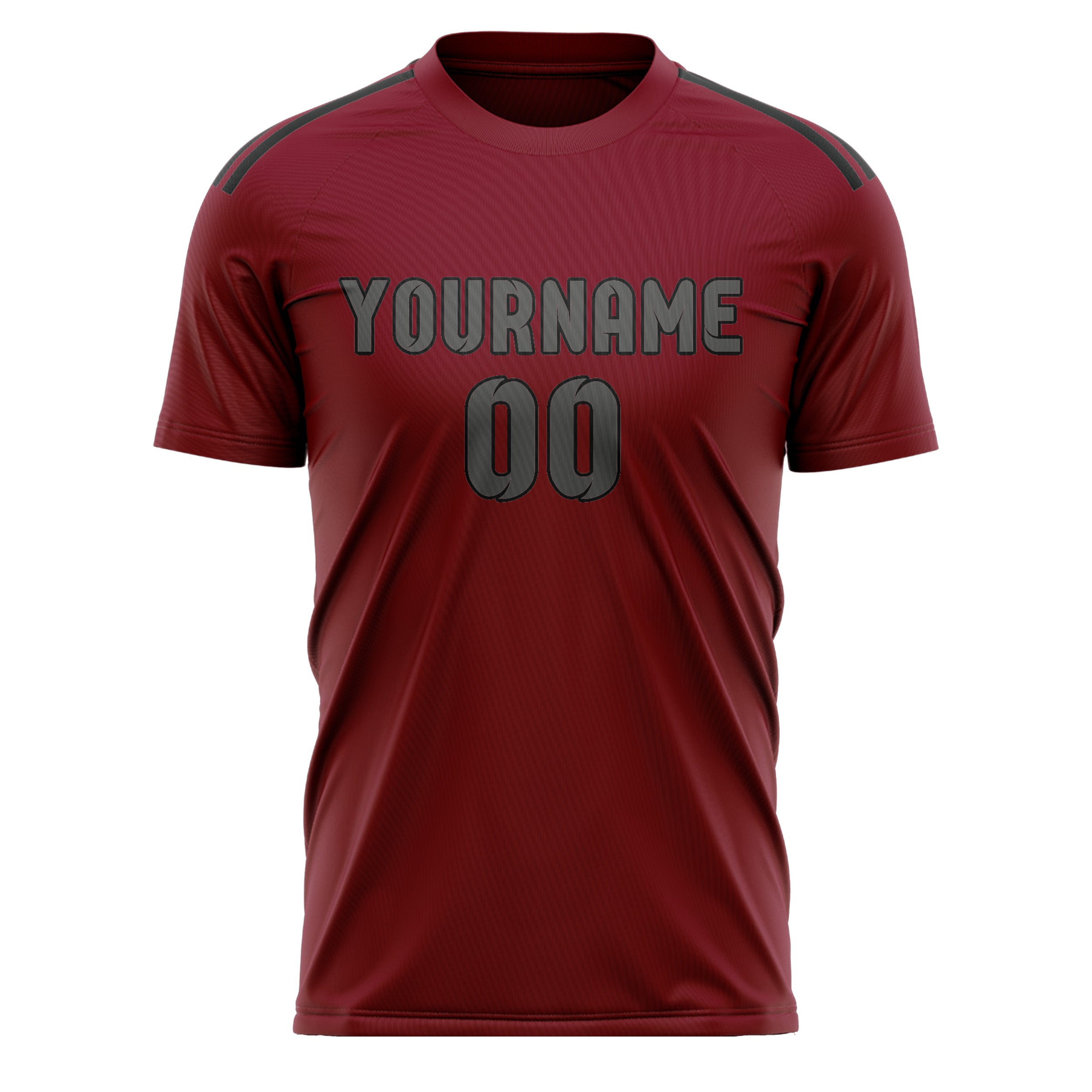 Custom Crimson Red Dark Grey Soccer Jersey