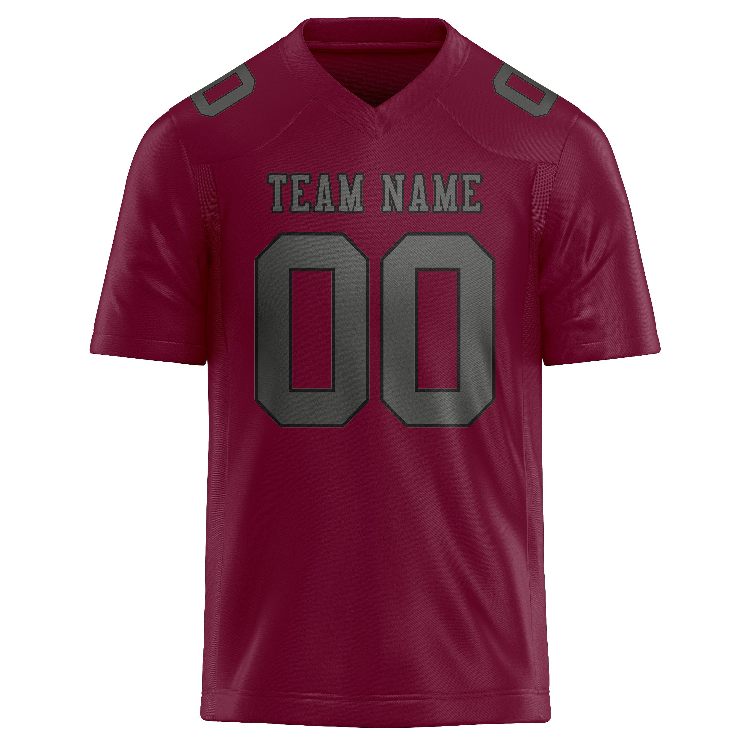 Custom Crimson Red Dark Grey Football Jersey