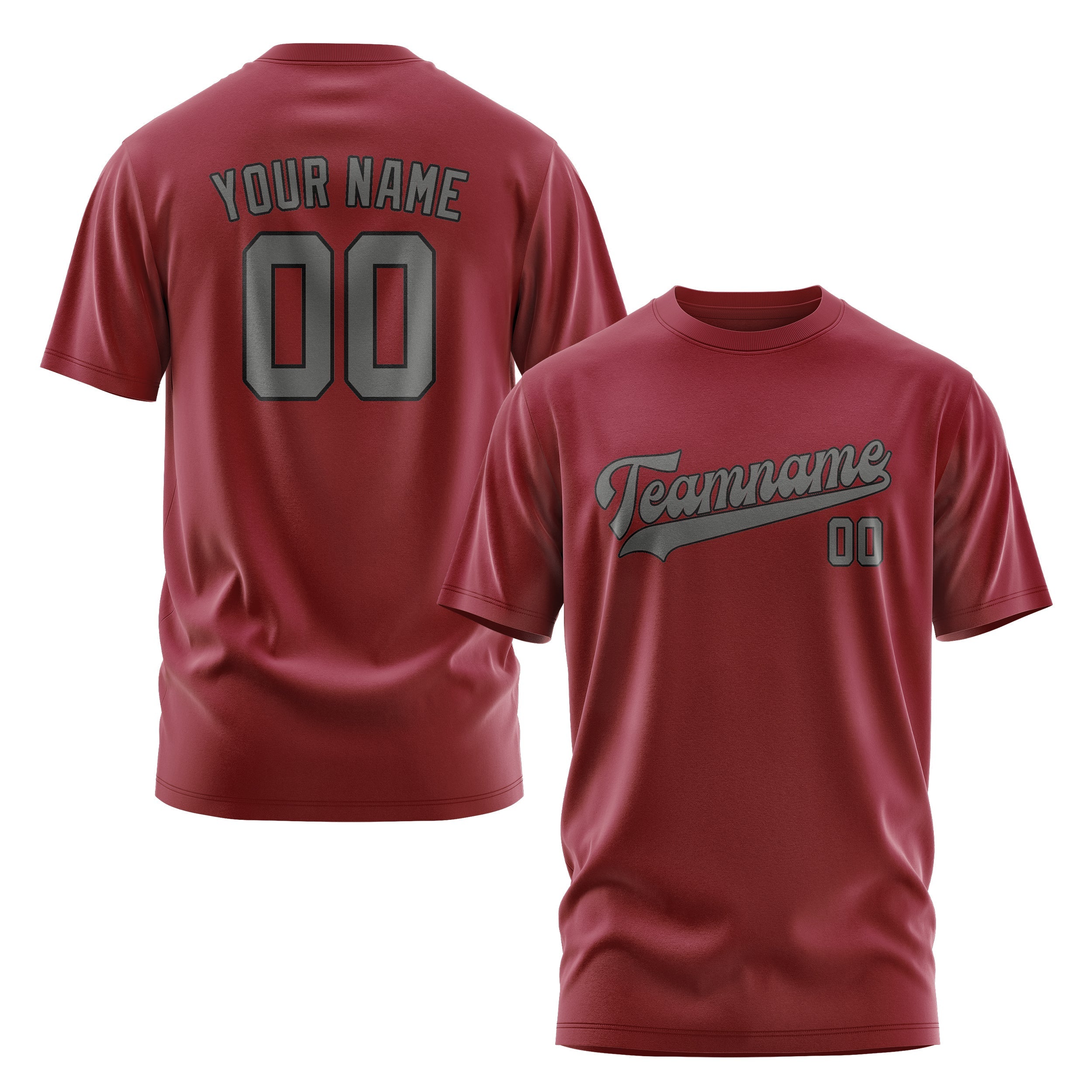 Custom Crimson Red Dark Grey T-Shirt