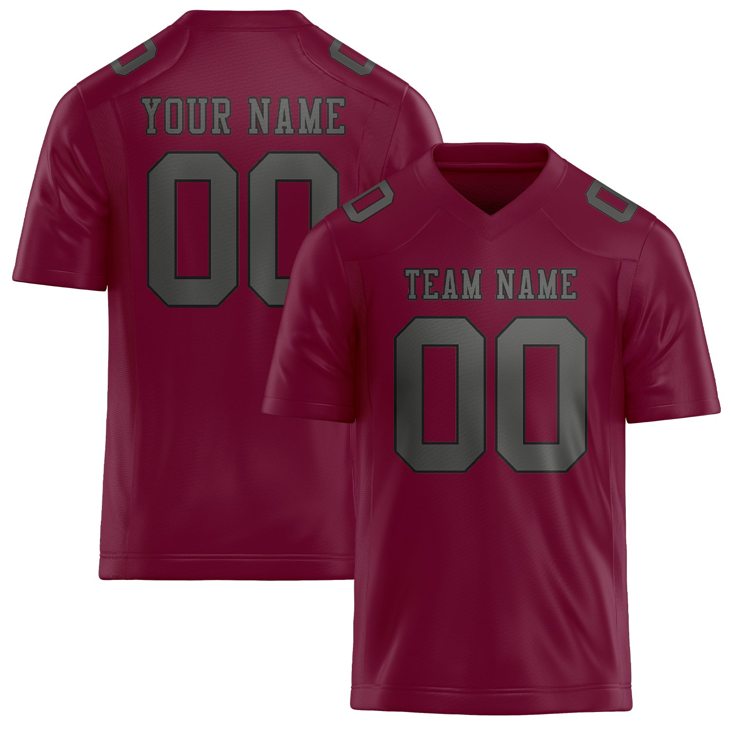 Custom Crimson Red Dark Grey Football Jersey