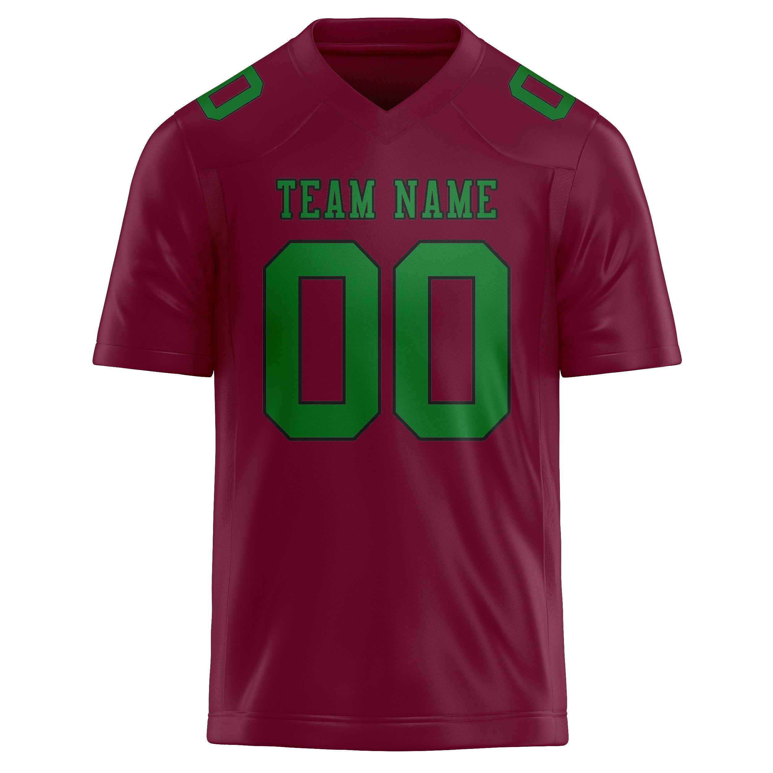 Custom Crimson Red Emerald Green Football Jersey