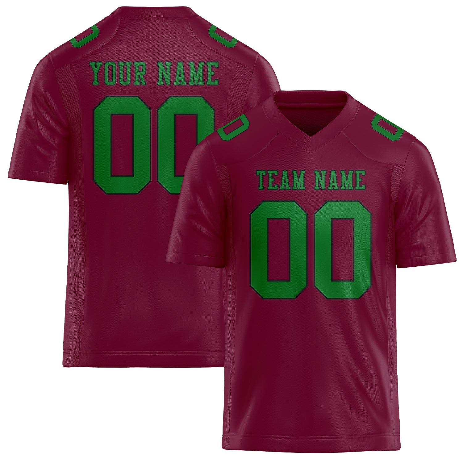 Custom Crimson Red Emerald Green Football Jersey