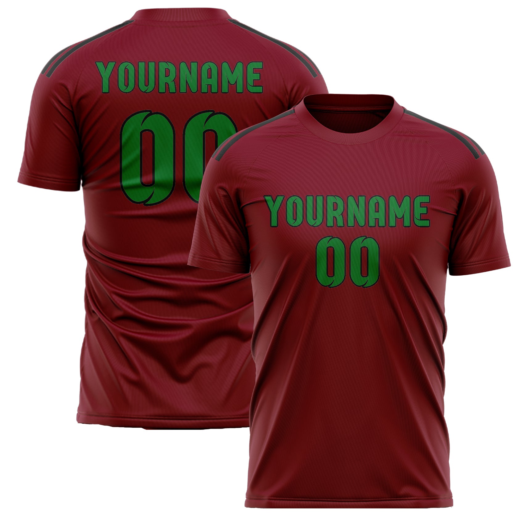 Custom Crimson Red Emerald Green Soccer Jersey