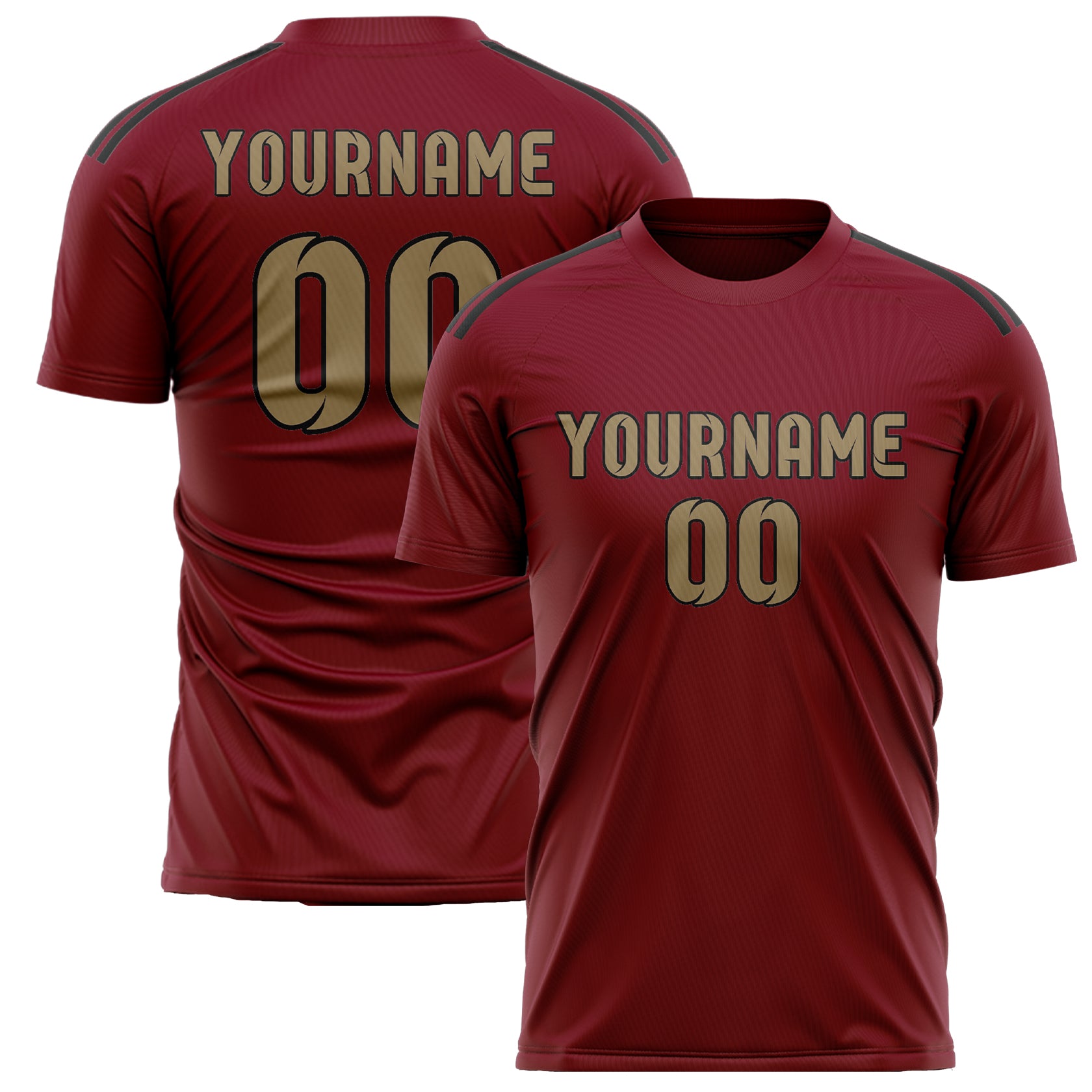 Custom Crimson Red Light Khaki Soccer Jersey