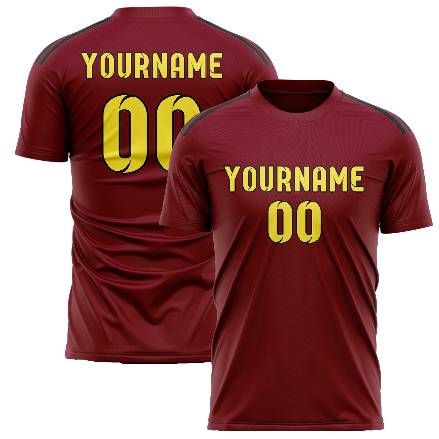 Custom Crimson Red Light Yellow Soccer Jersey