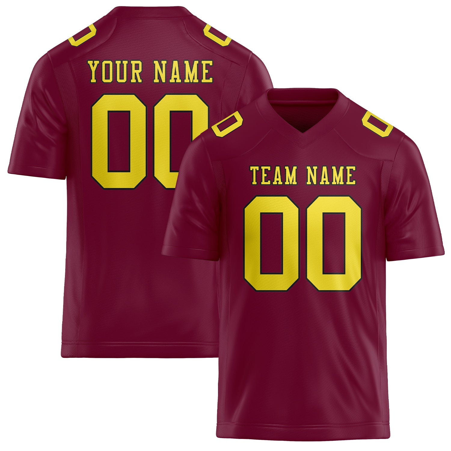 Custom Crimson Red Light Yellow Football Jersey