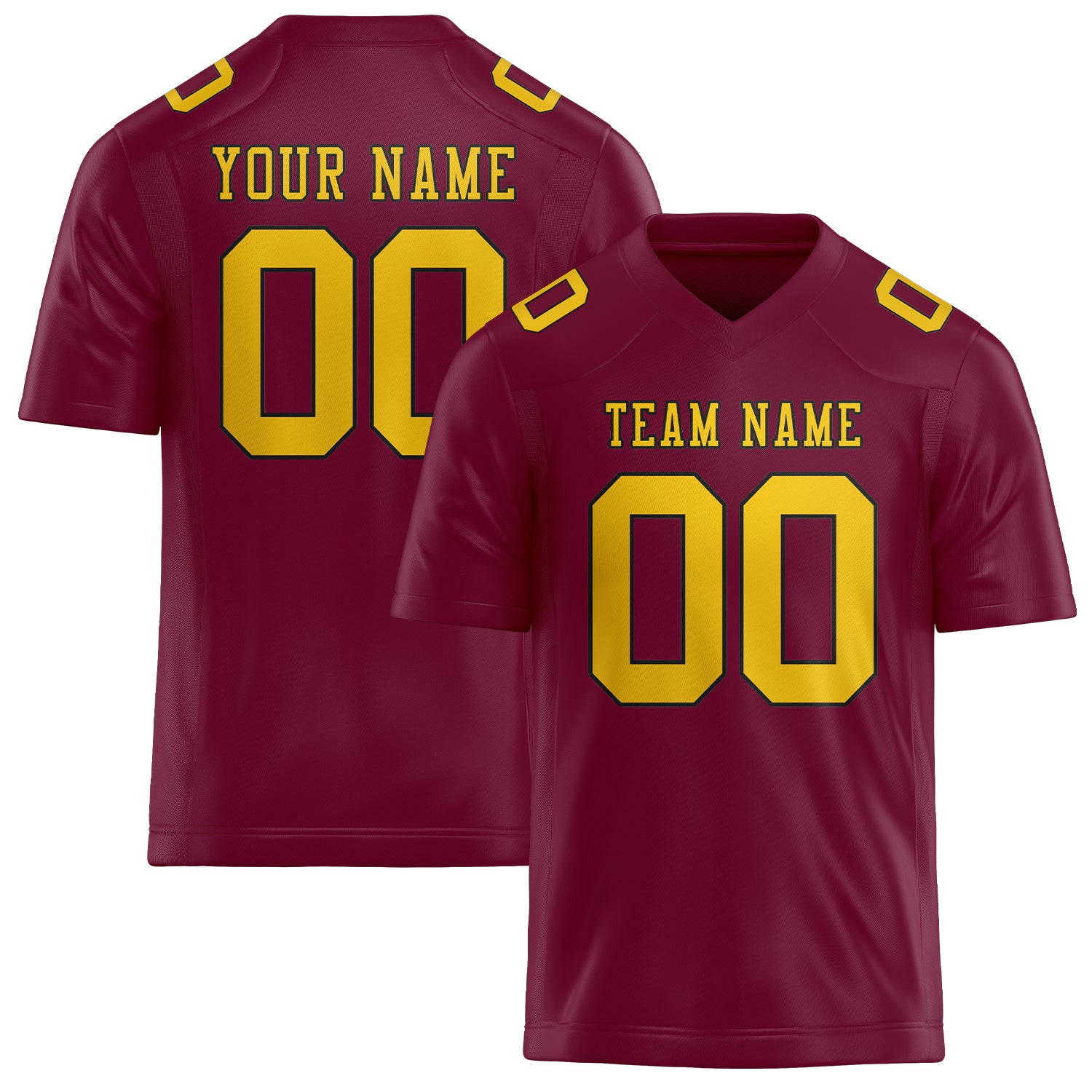Custom Crimson Red Gold Football Jersey