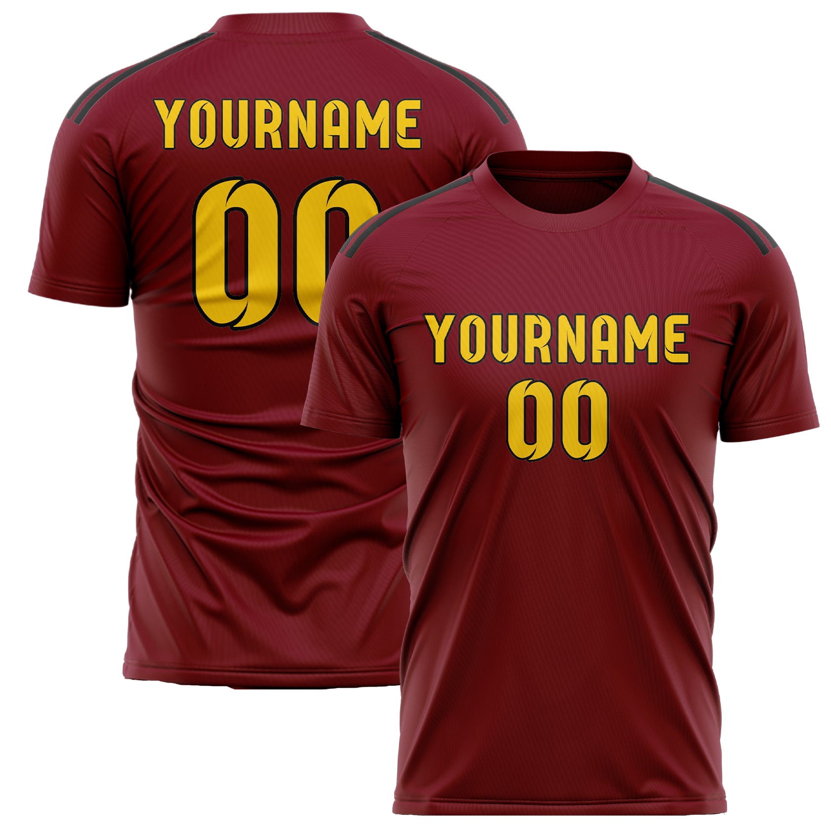 Custom Crimson Red Gold Soccer Jersey