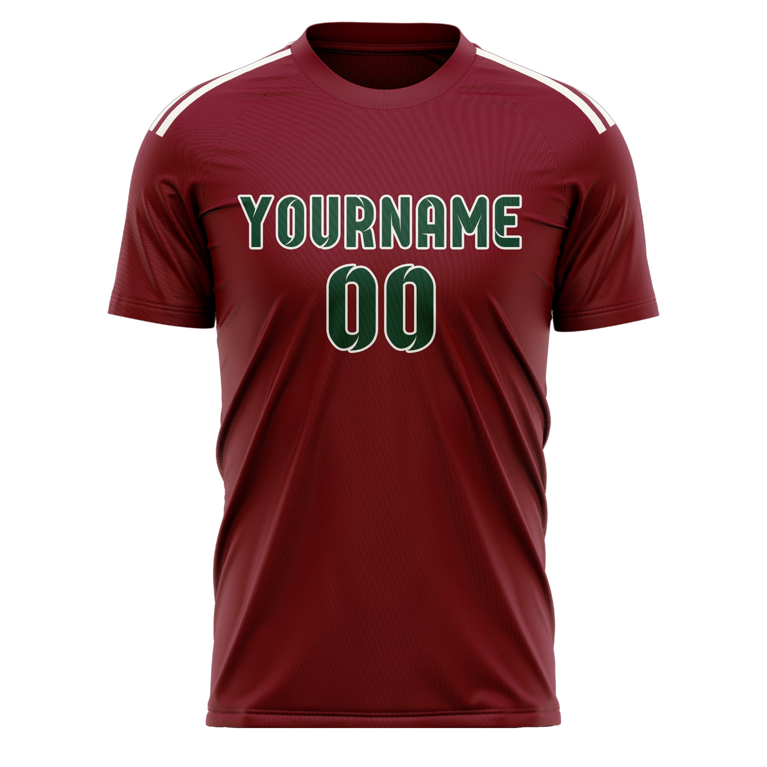 Custom Crimson Red Green Soccer Jersey