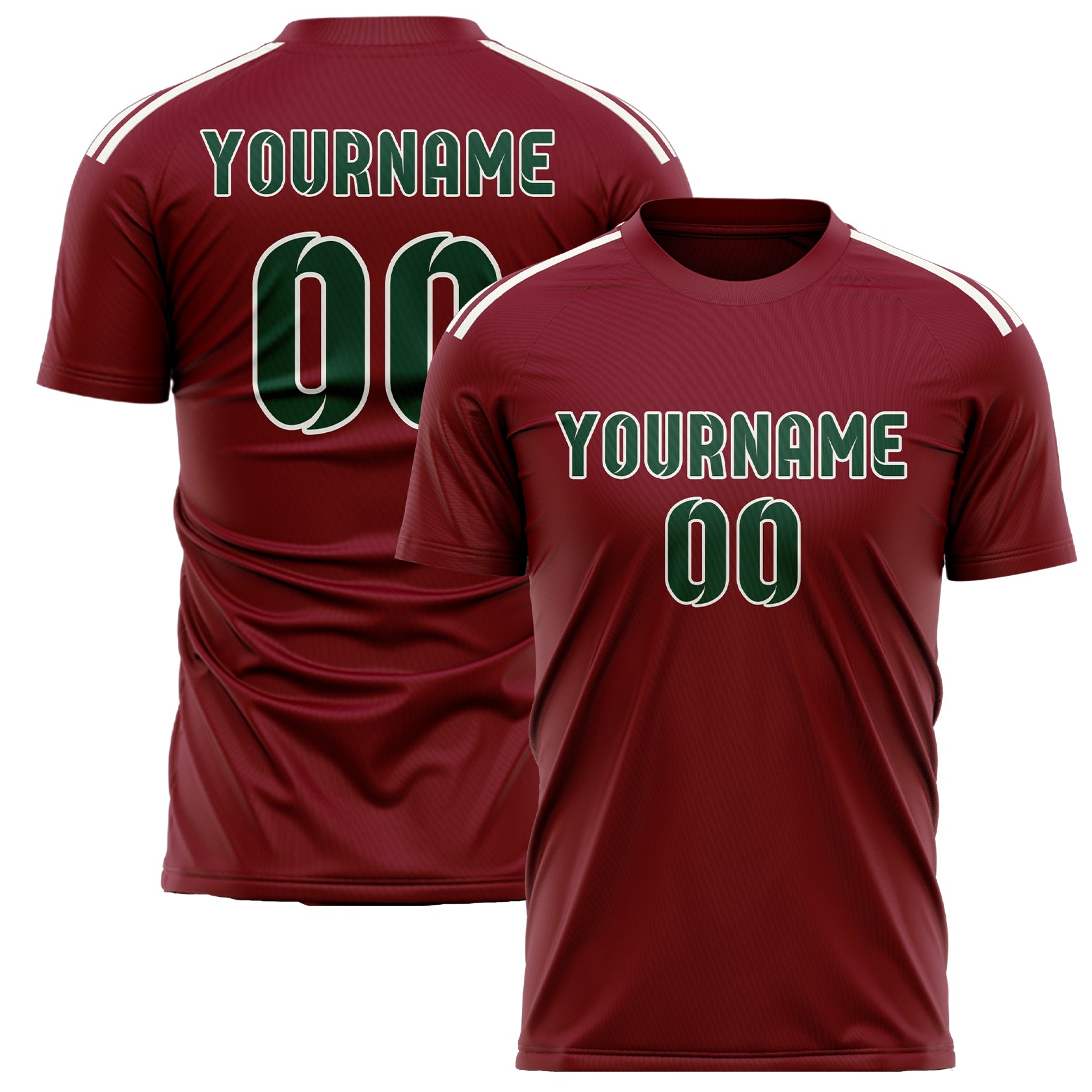 Custom Crimson Red Green Soccer Jersey