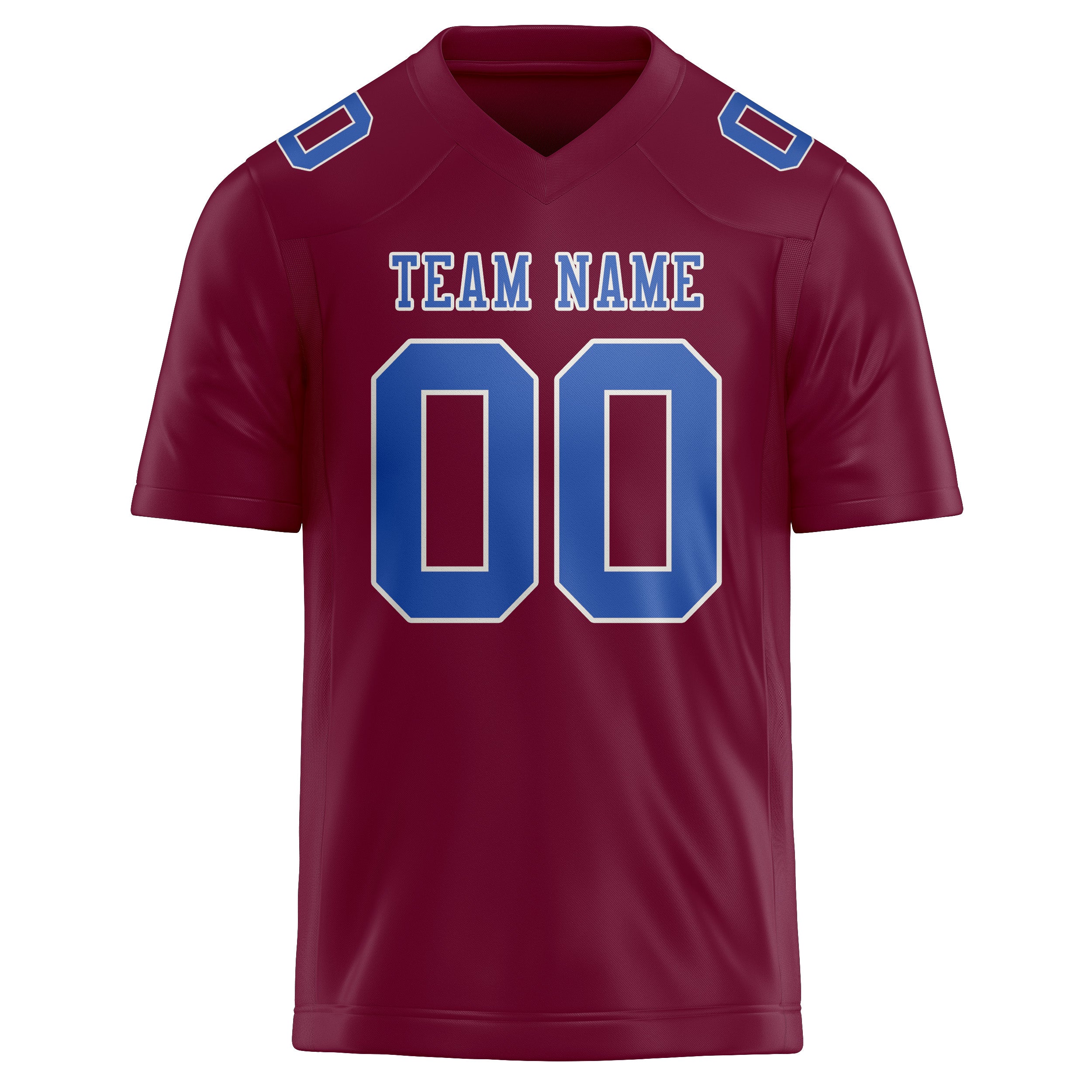 Custom Crimson Red Sky Blue Football Jersey