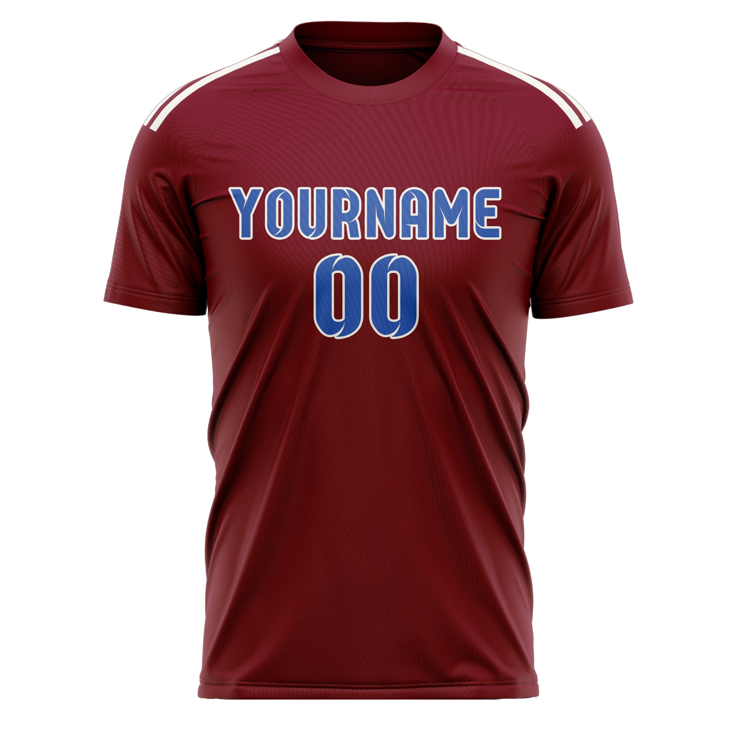 Custom Crimson Red Sky Blue Soccer Jersey