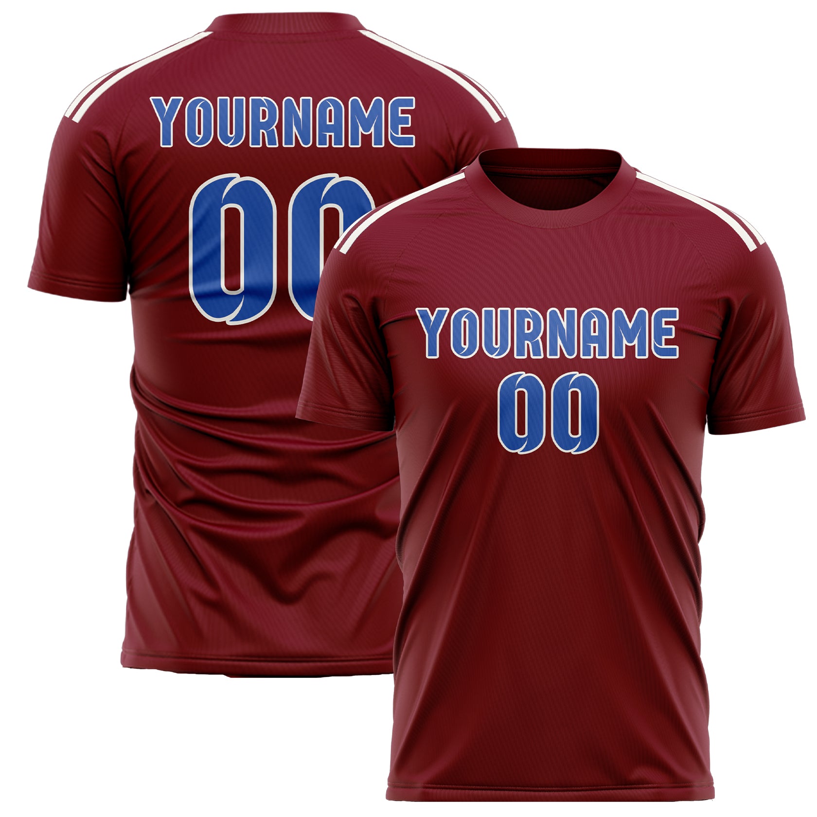 Custom Crimson Red Sky Blue Soccer Jersey
