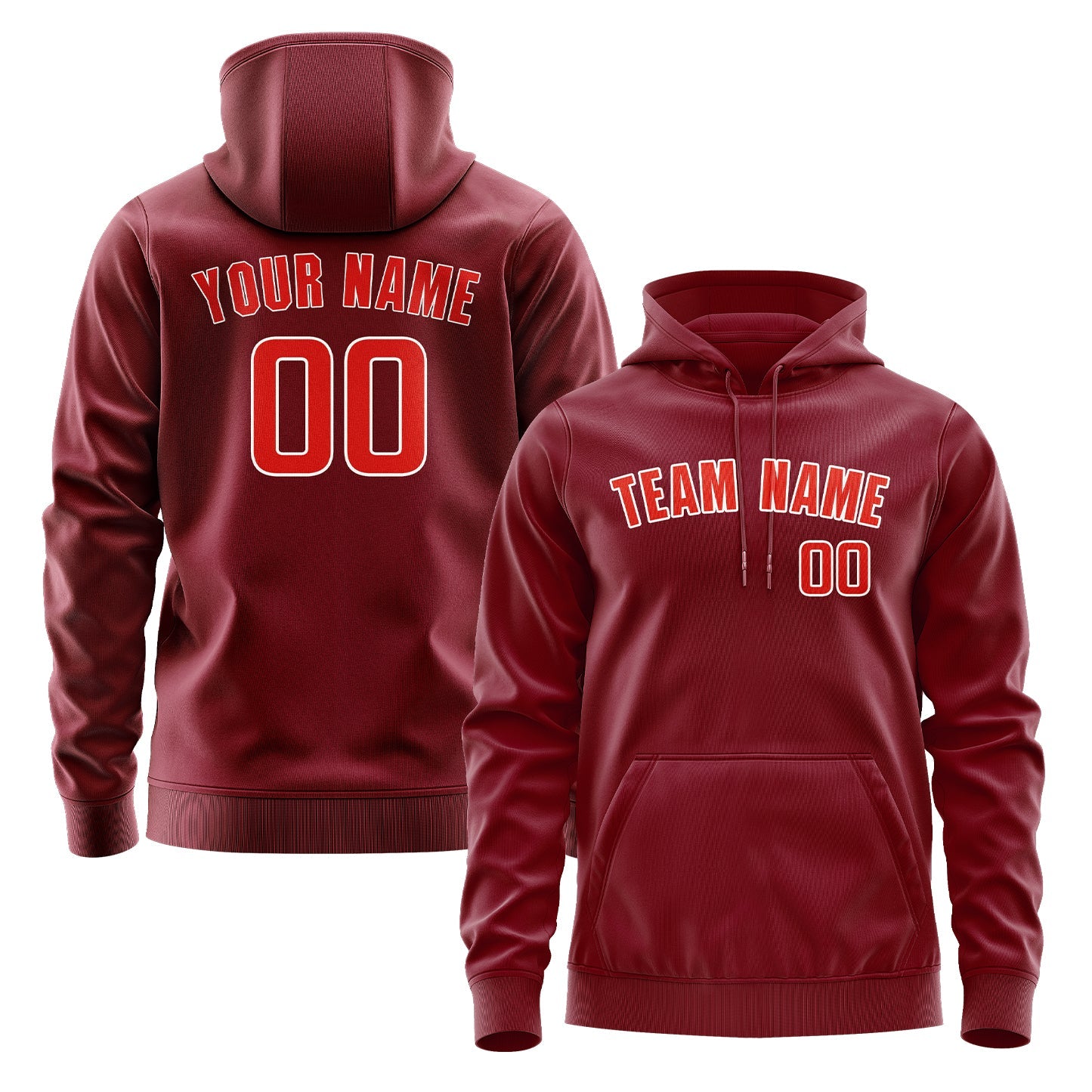 Custom Crimson Red Orange Red Hoodie
