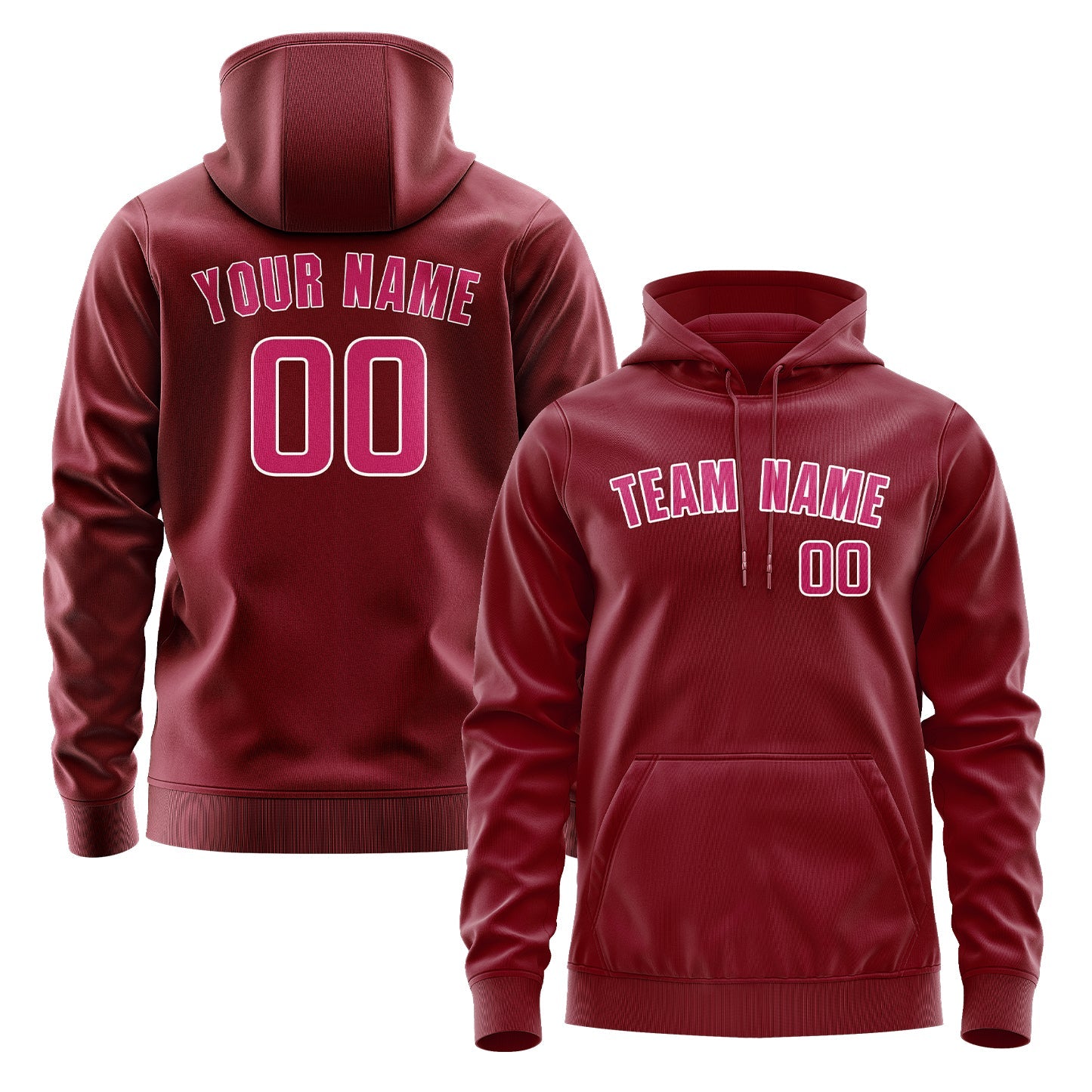 Custom Crimson Red Pink Hoodie