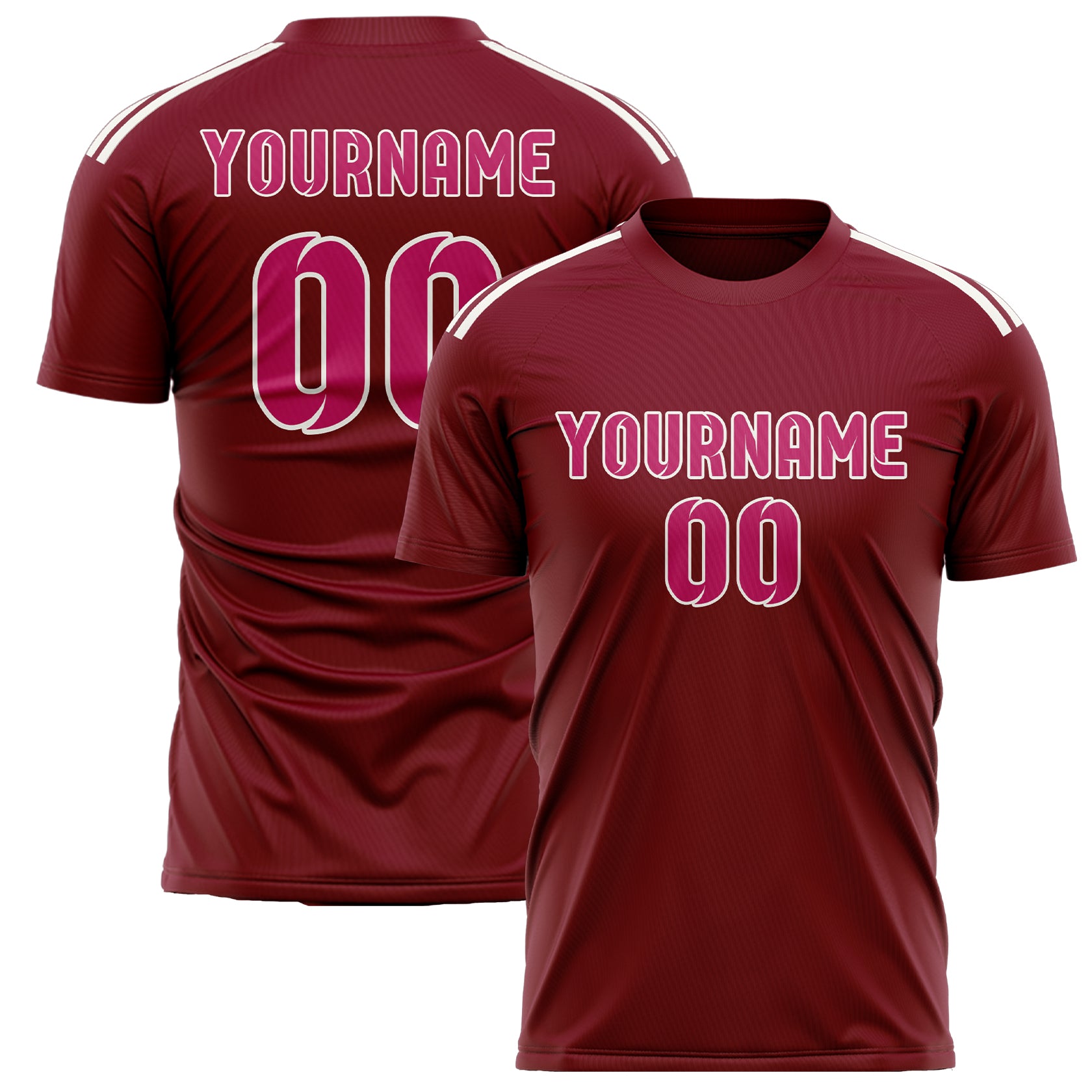 Custom Crimson Red Pink Soccer Jersey