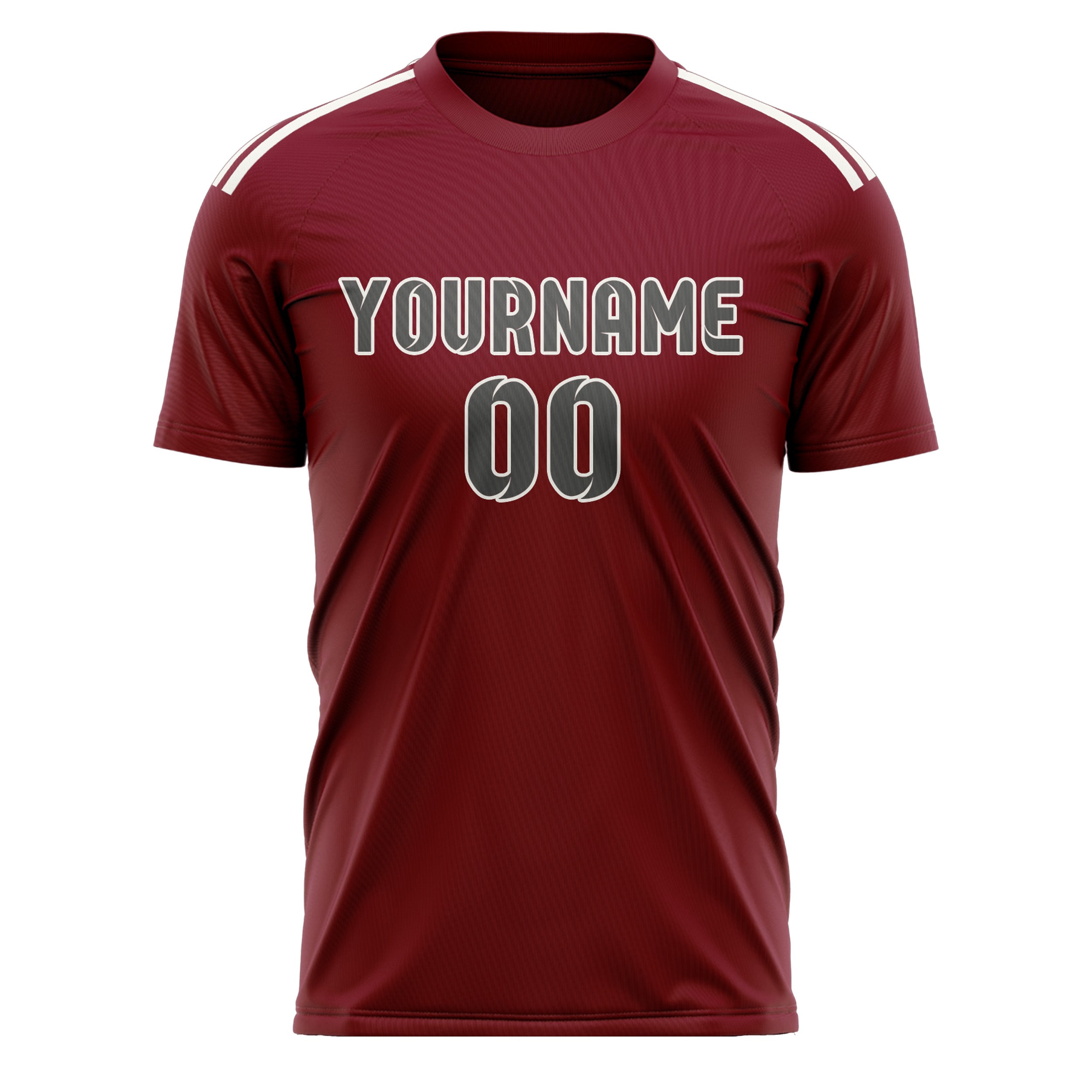 Custom Crimson Red Dark Grey Soccer Jersey