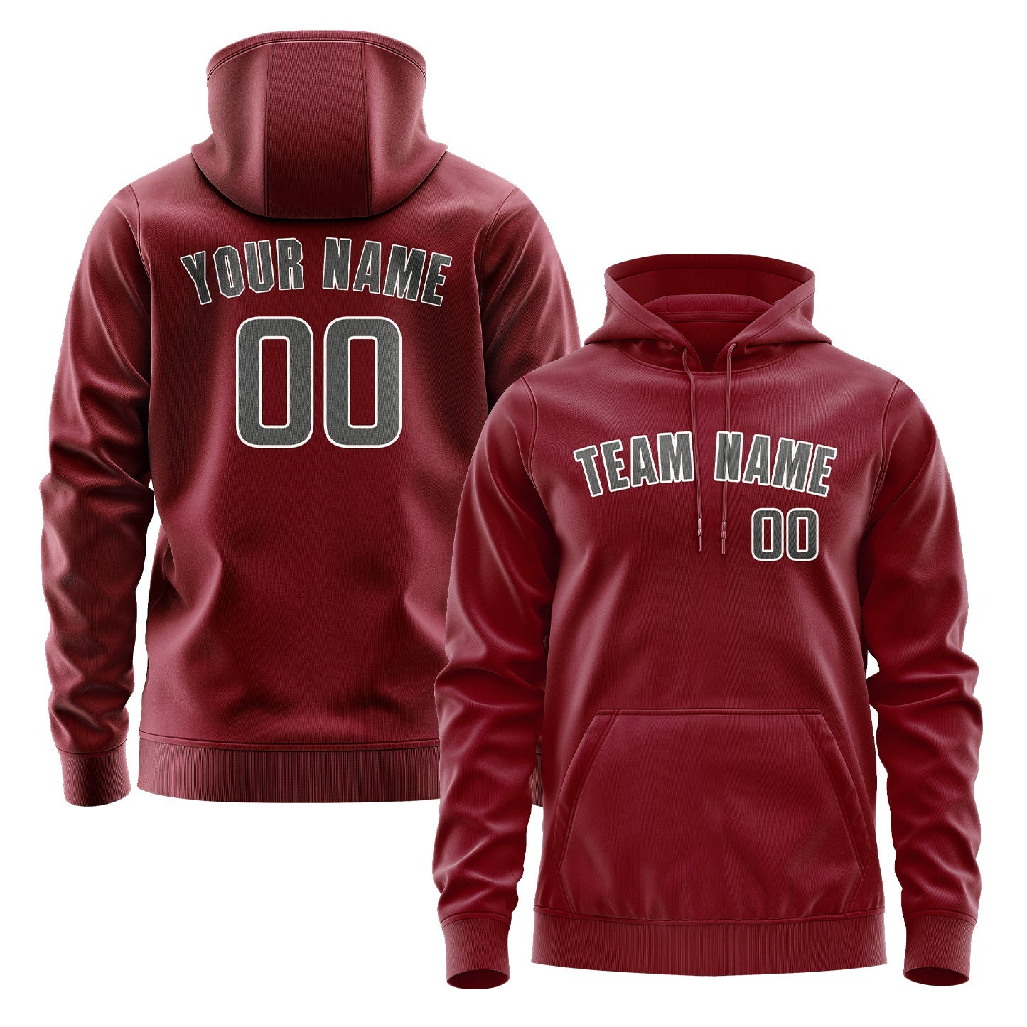 Custom Crimson Red Dark Grey Hoodie