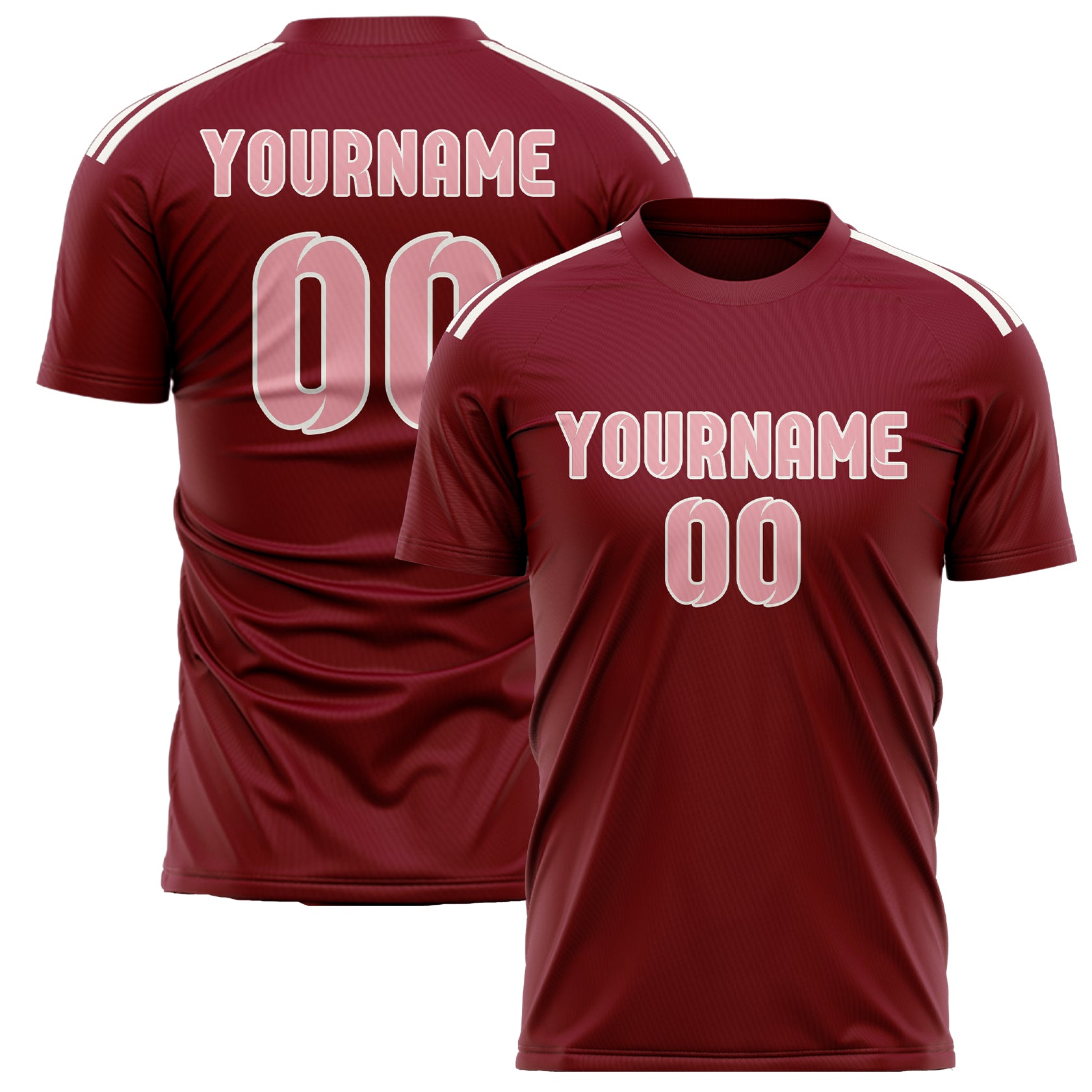 Custom Crimson Red Light Pink Soccer Jersey
