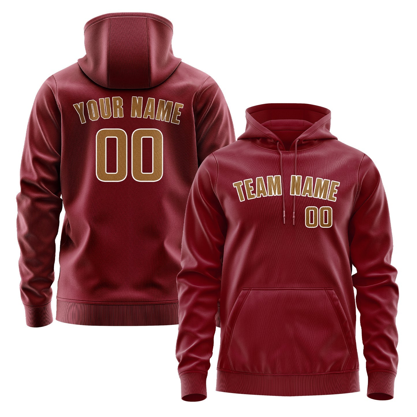 Custom Crimson Red Khaki Hoodie