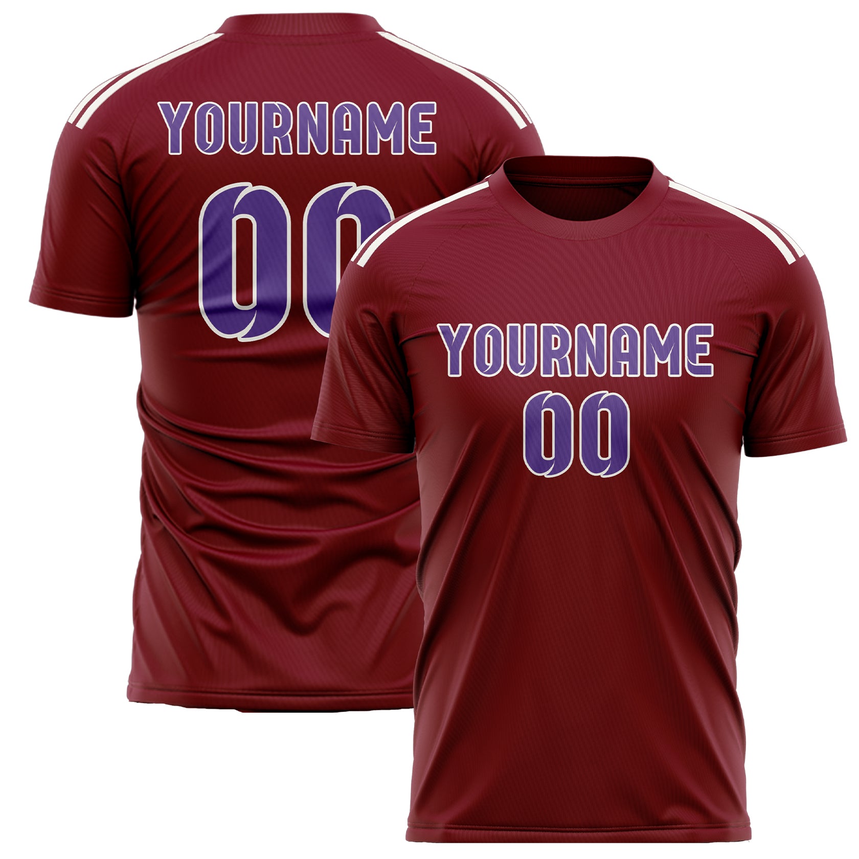 Custom Crimson Red Light Purple Soccer Jersey