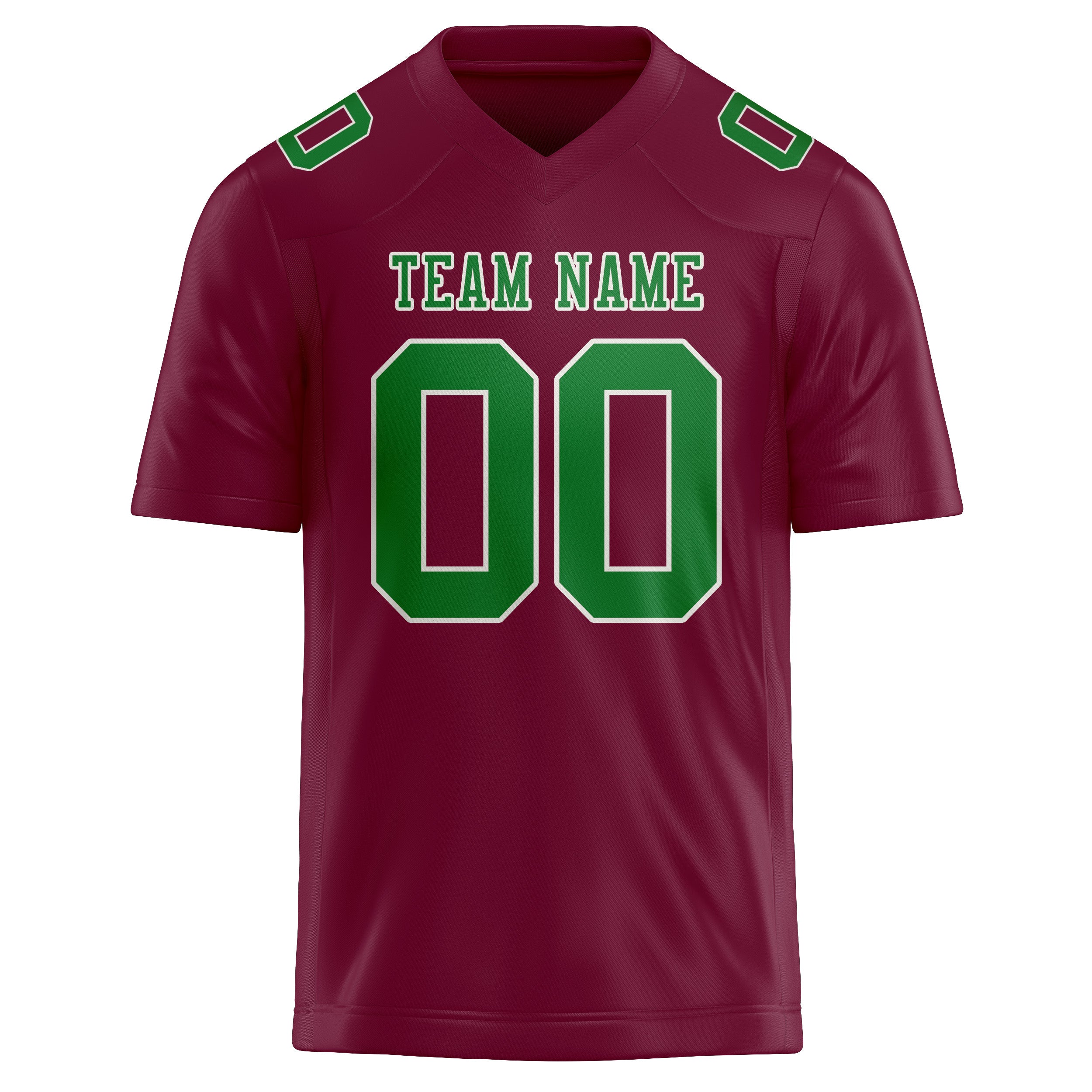 Custom Crimson Red Emerald Green Football Jersey