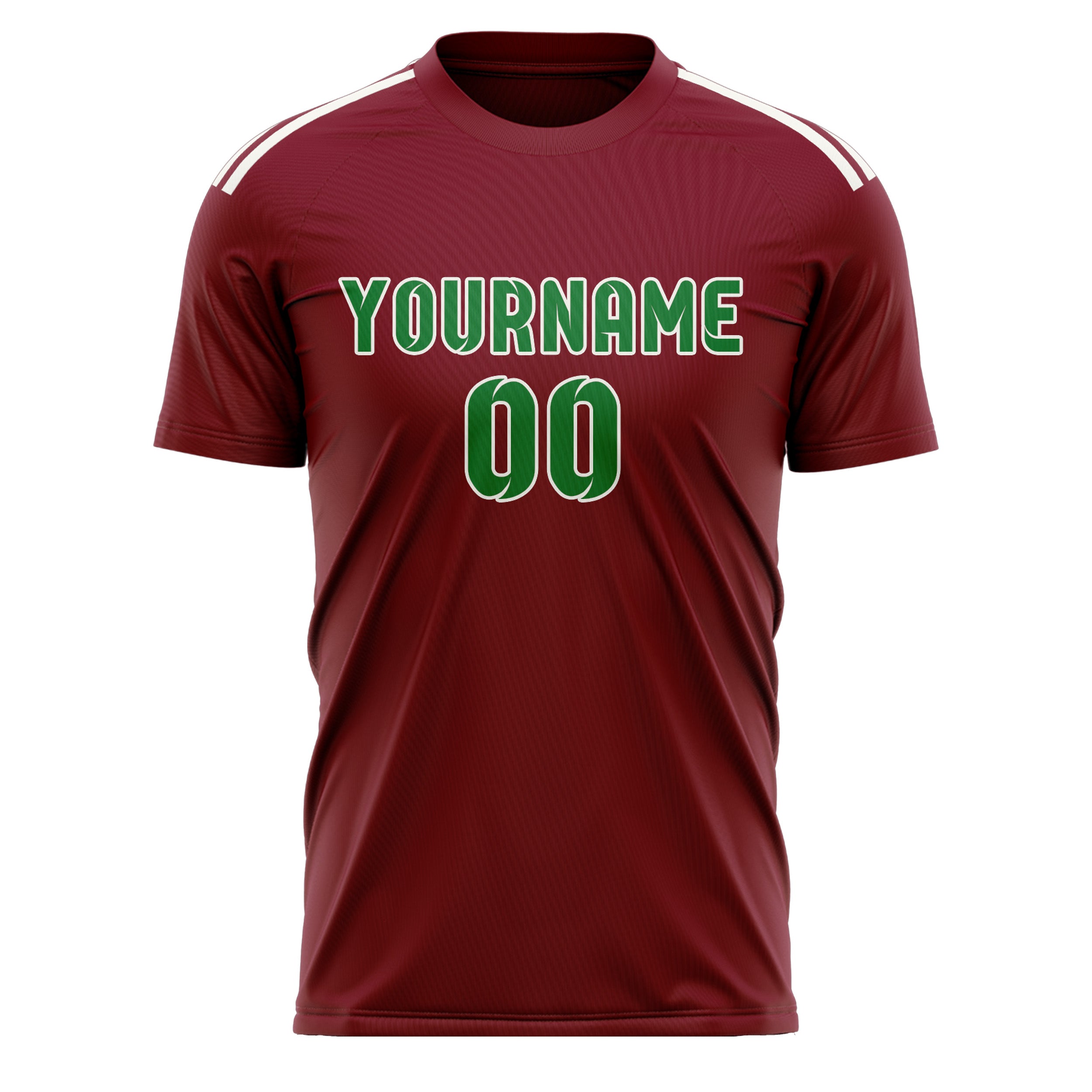 Custom Crimson Red Emerald Green Soccer Jersey