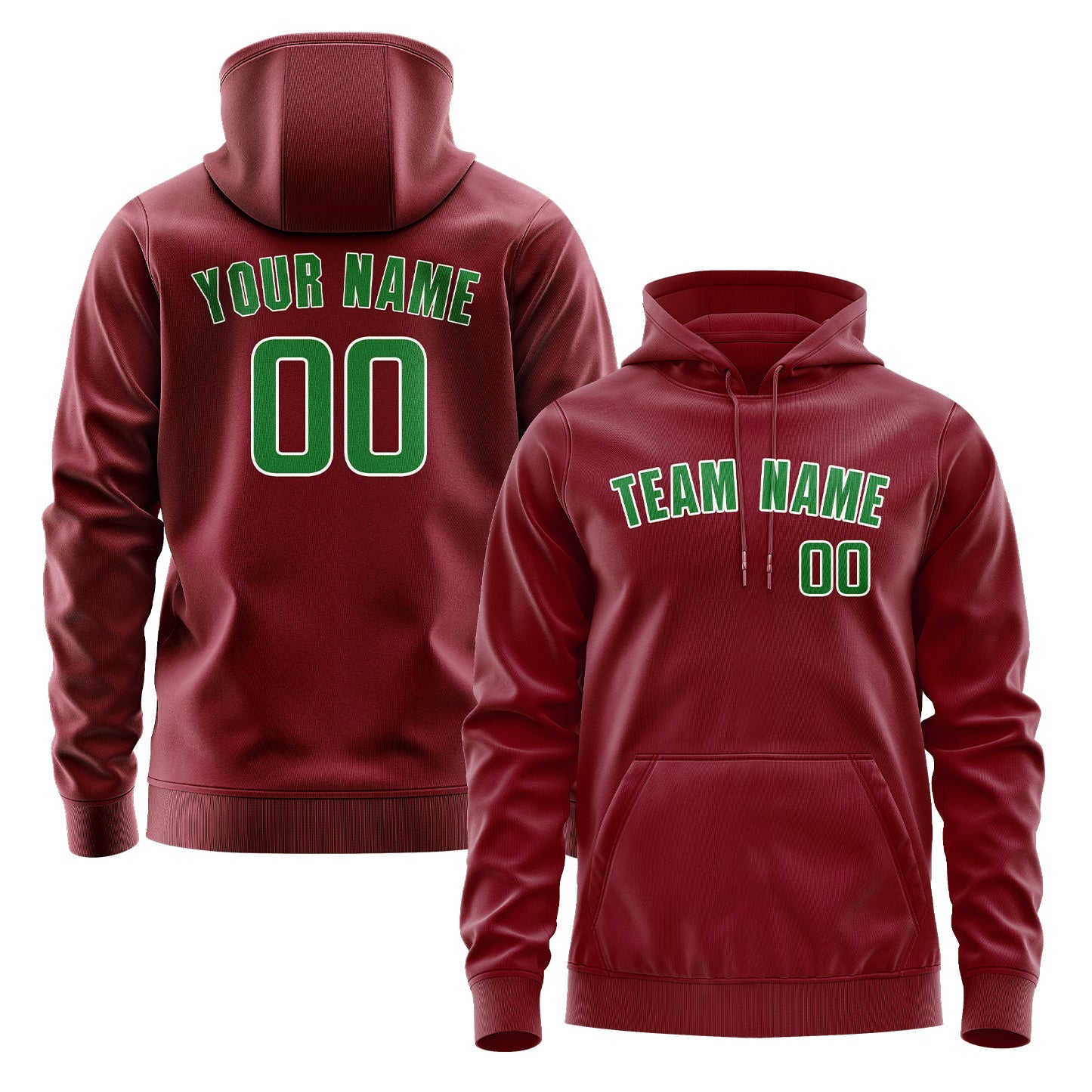 Custom Crimson Red Emerald Green Hoodie