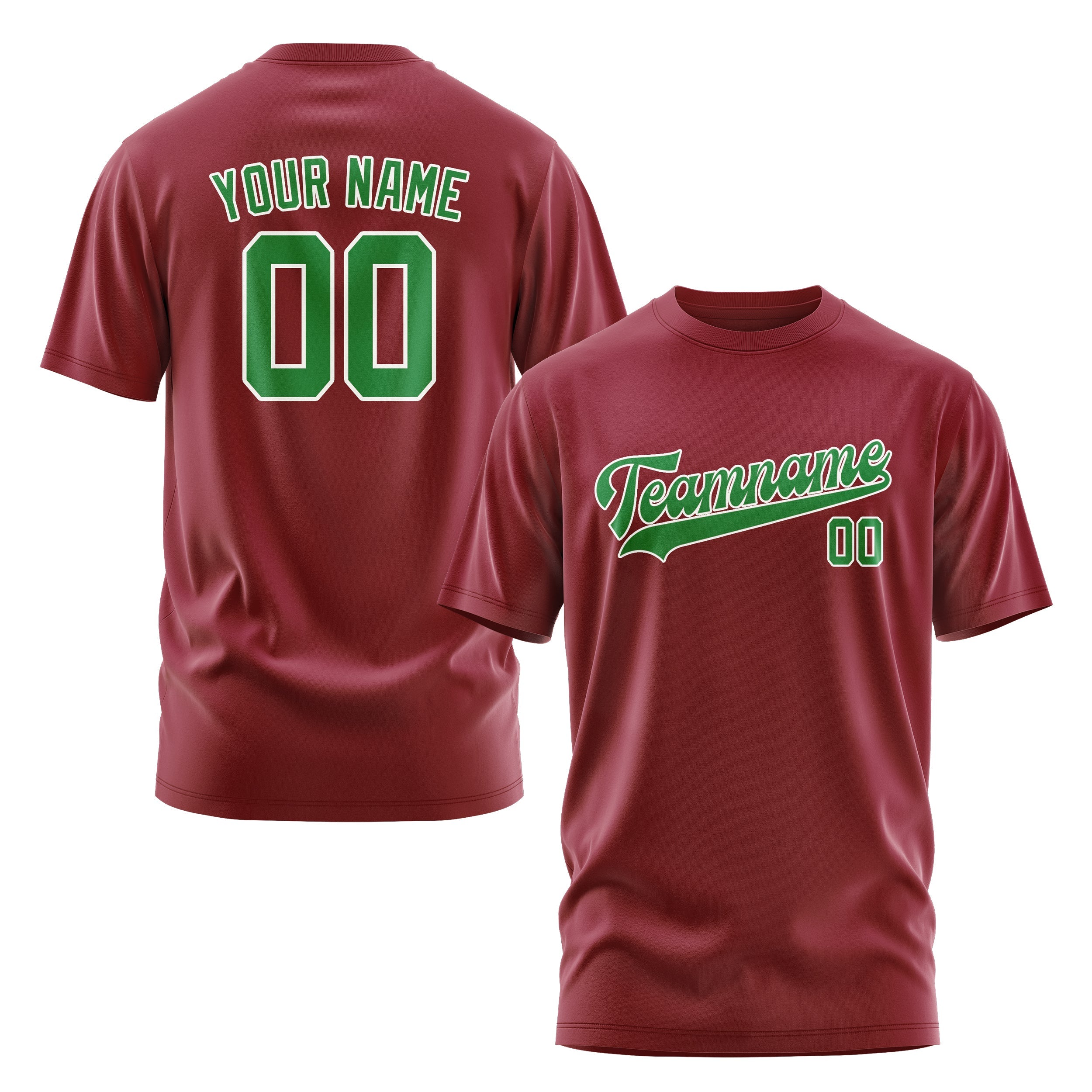 Custom Crimson Red Emerald Green T-Shirt