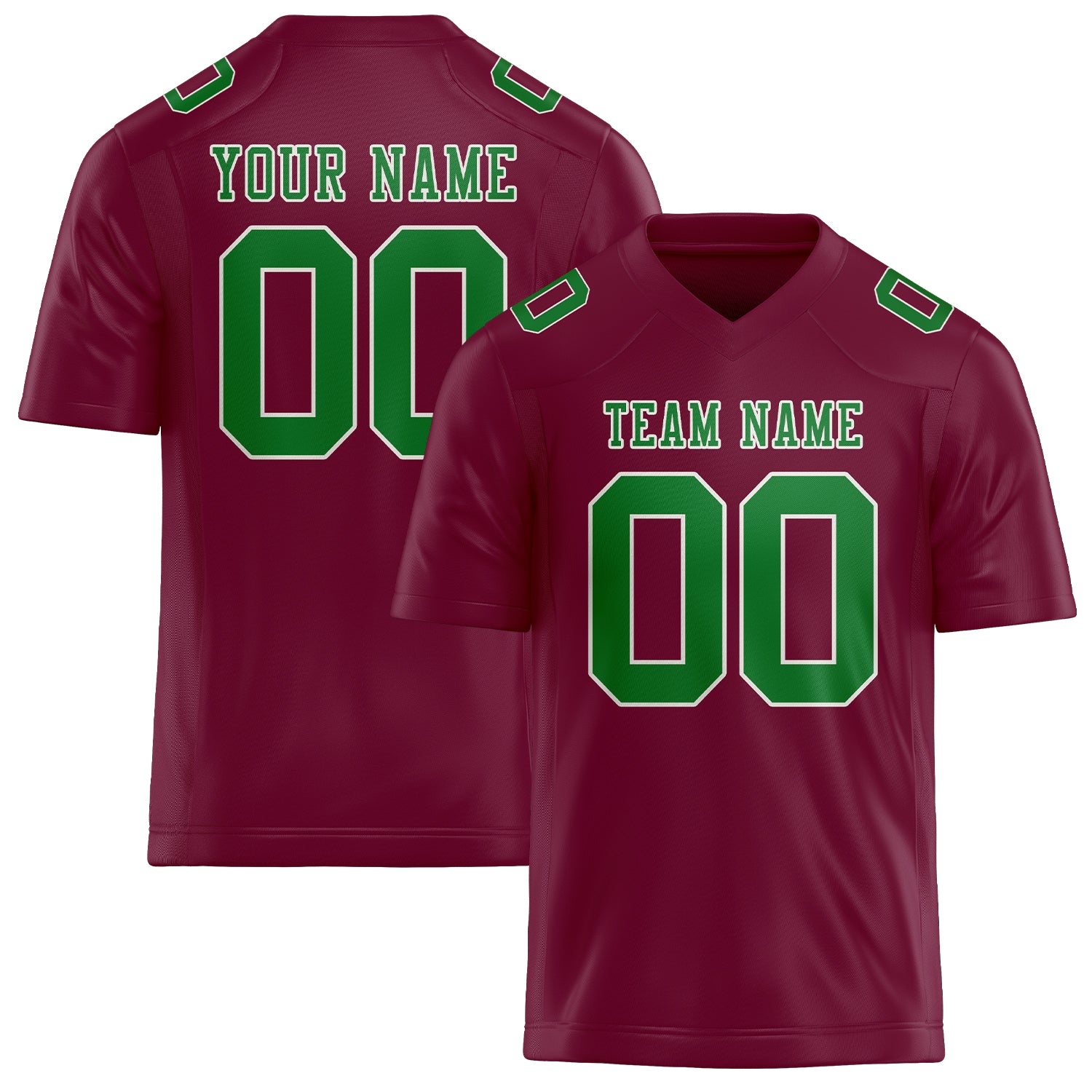 Custom Crimson Red Emerald Green Football Jersey