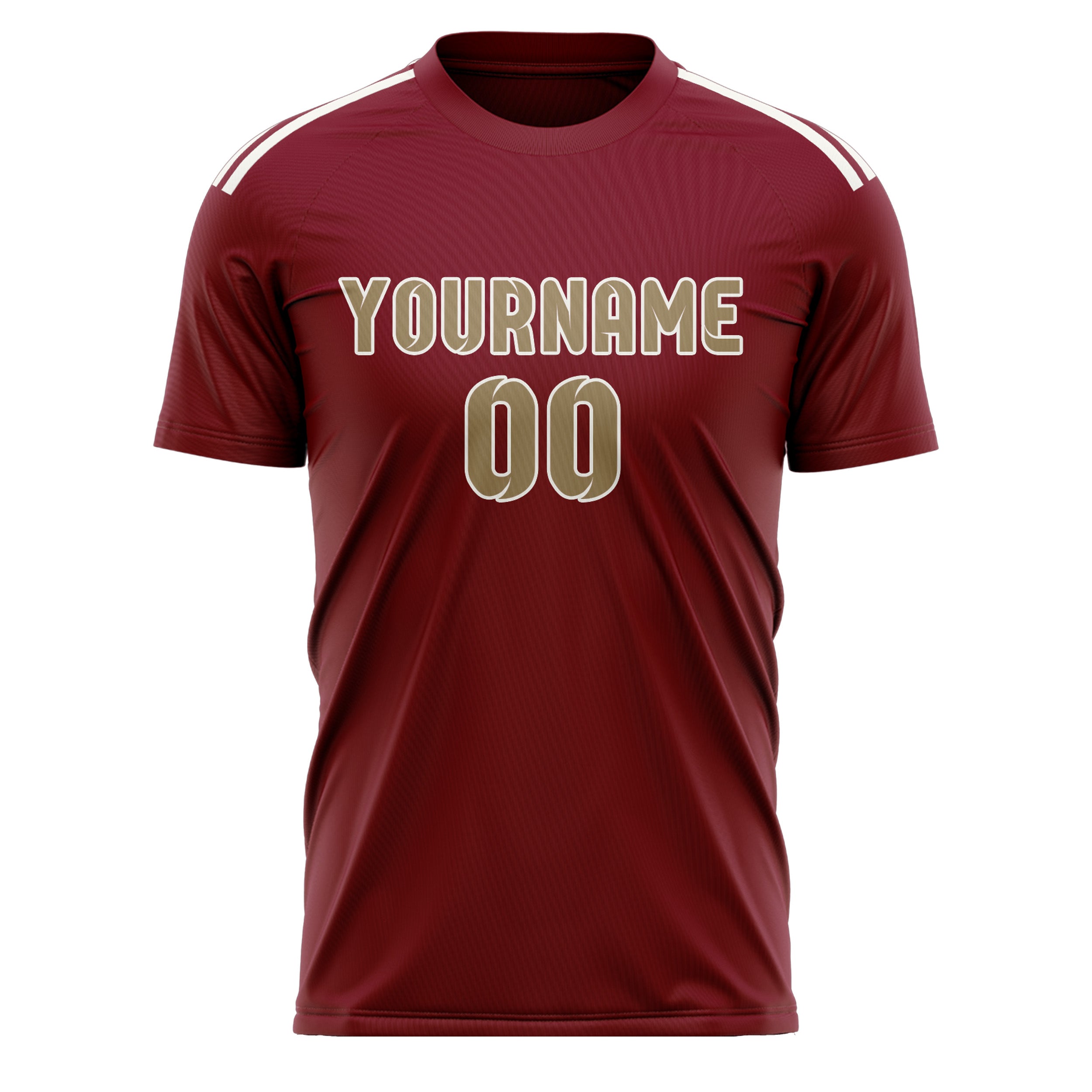 Custom Crimson Red Light Khaki Soccer Jersey