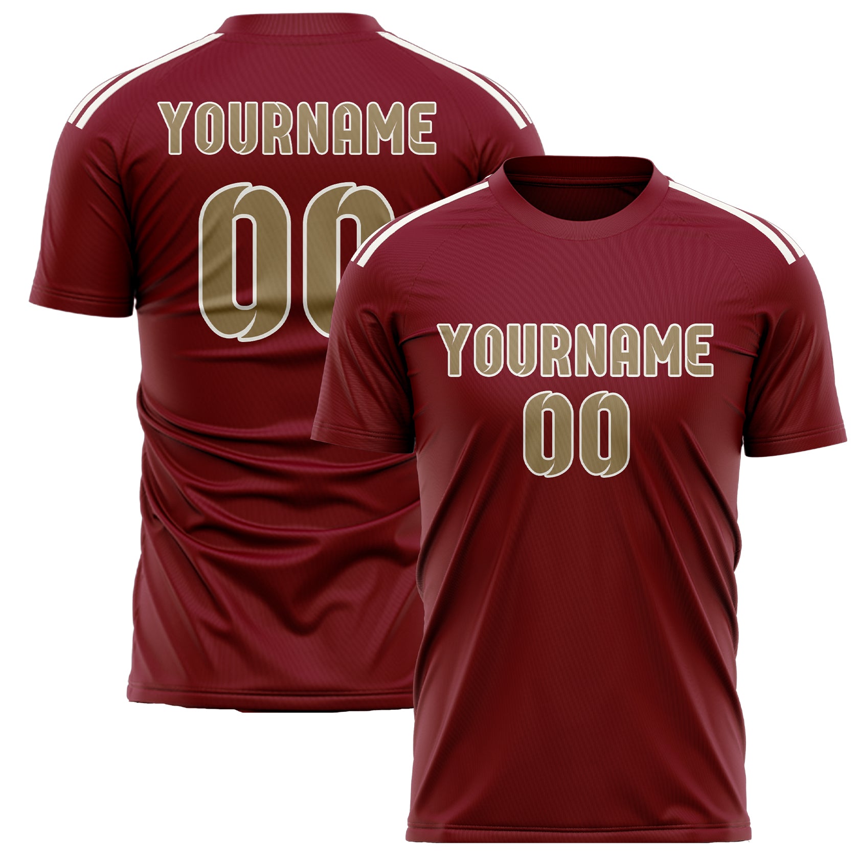 Custom Crimson Red Light Khaki Soccer Jersey