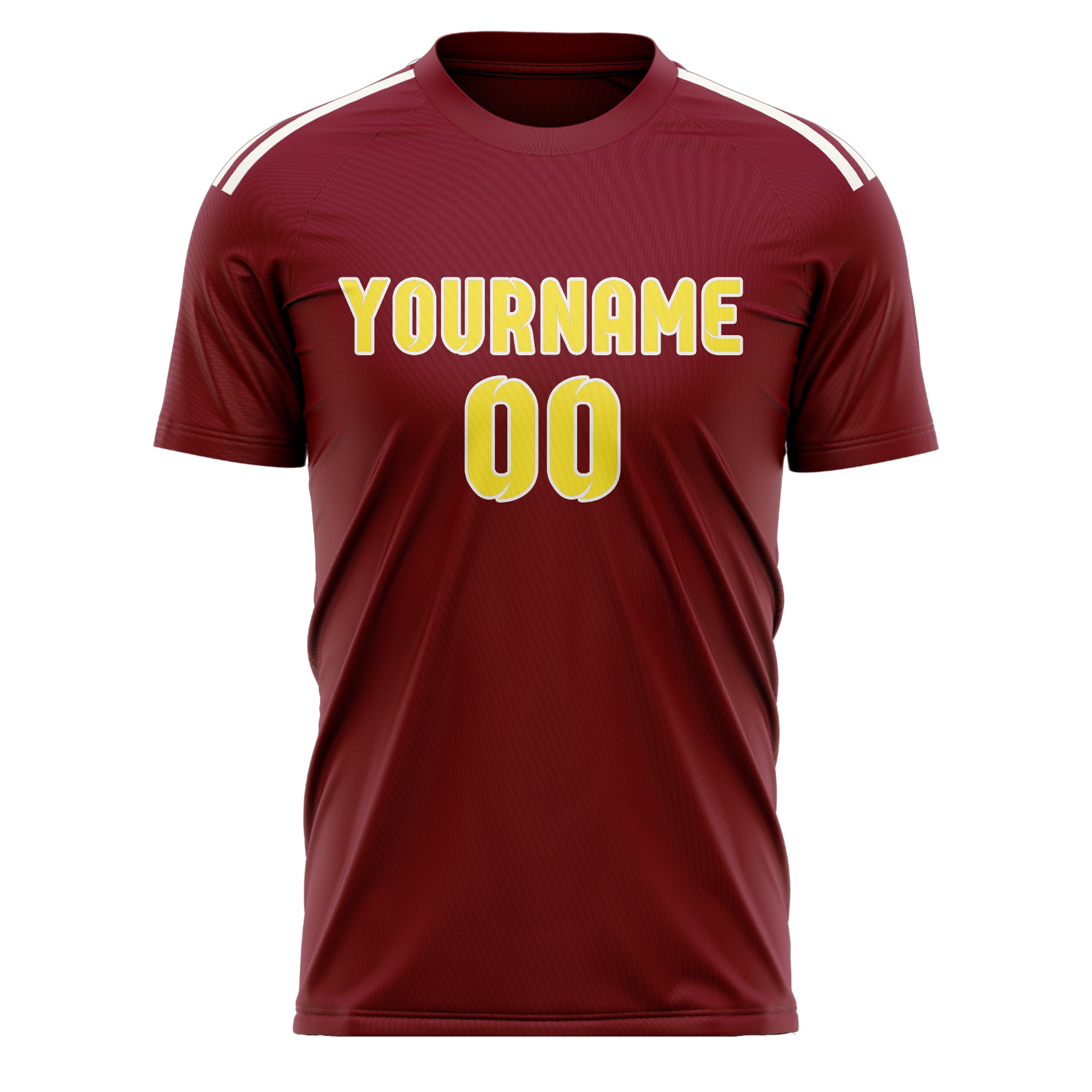 Custom Crimson Red Light Yellow Soccer Jersey