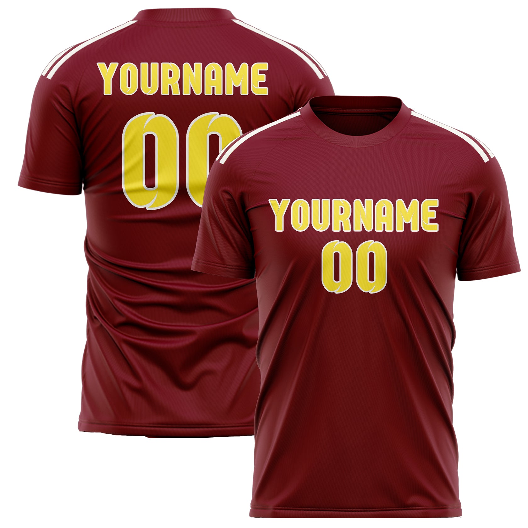 Custom Crimson Red Light Yellow Soccer Jersey