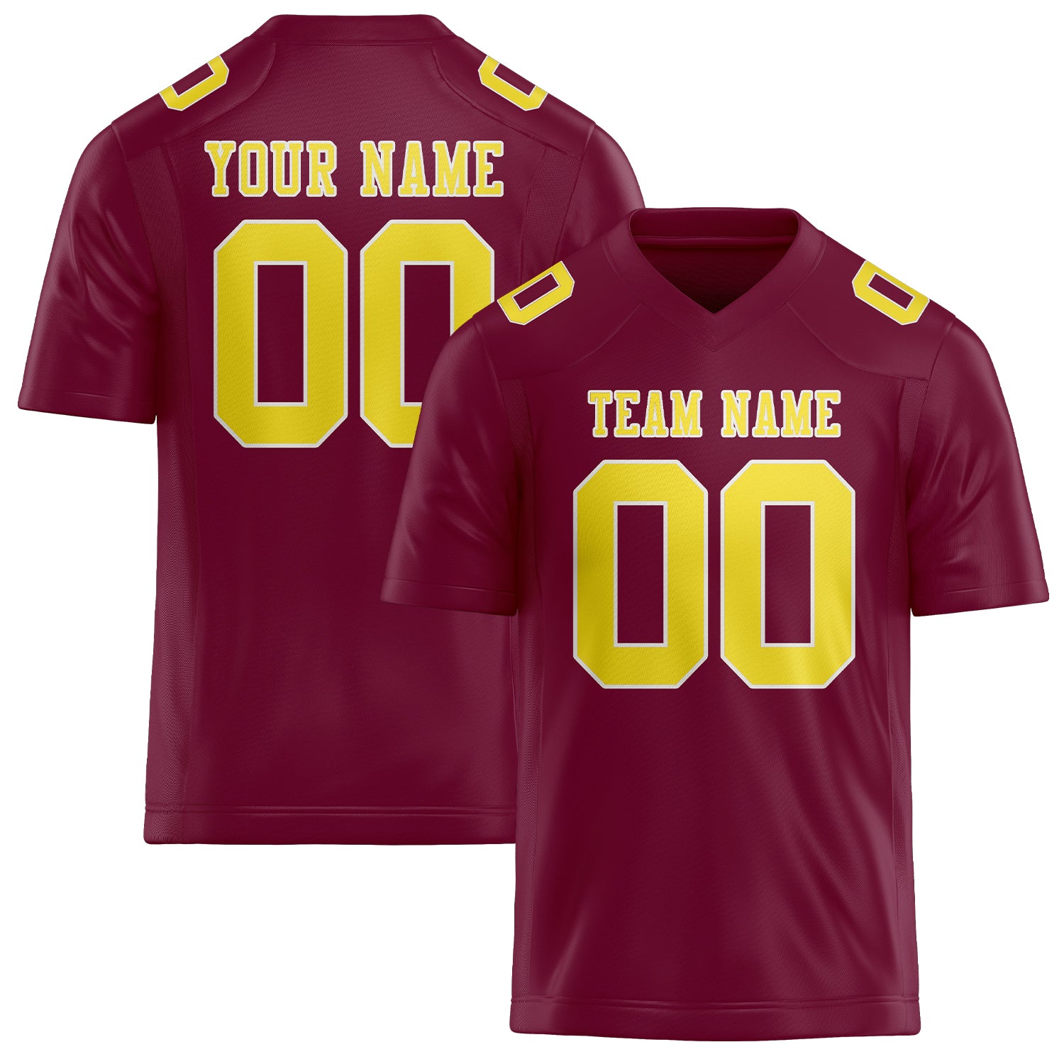 Custom Crimson Red Light Yellow Football Jersey