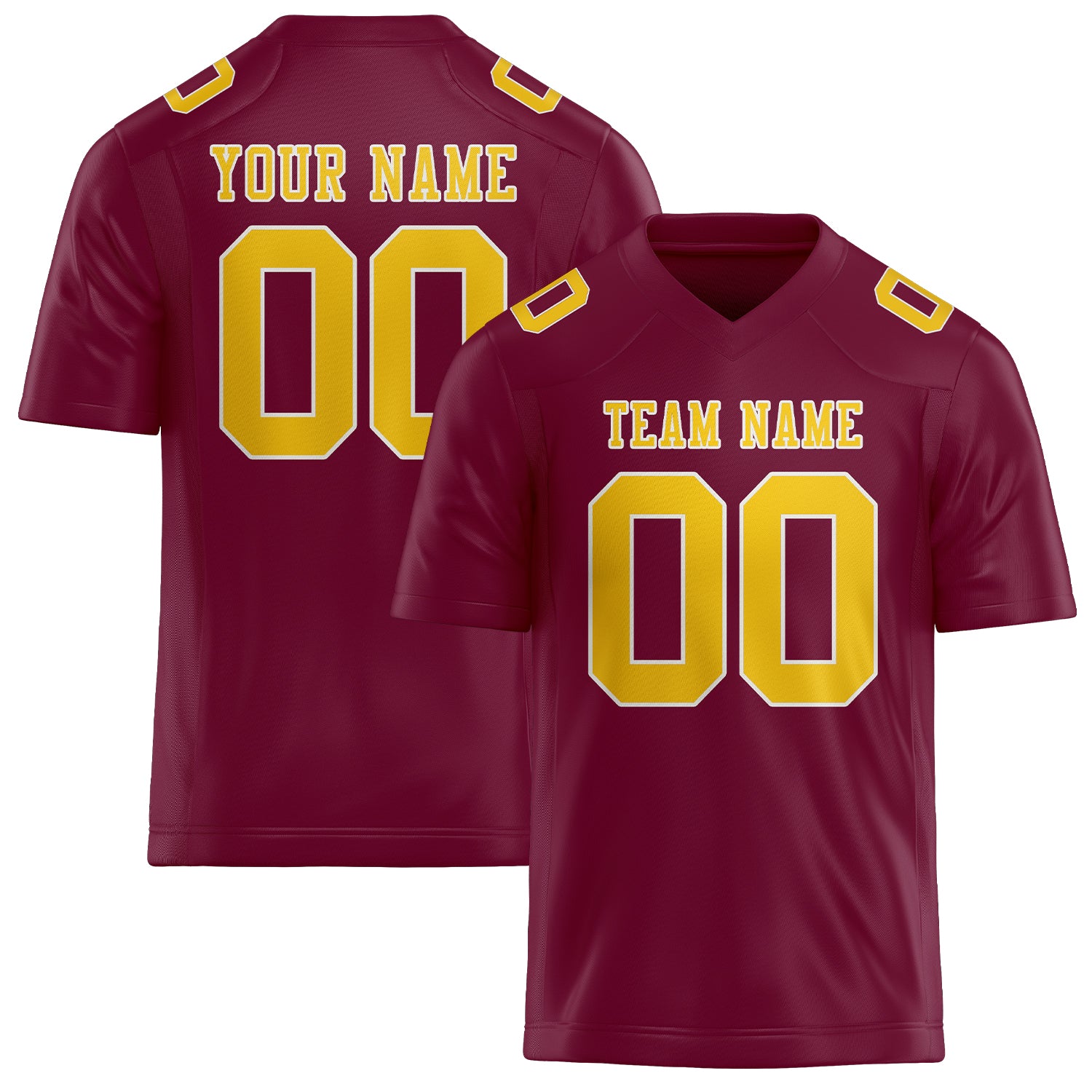 Custom Crimson Red Gold Football Jersey