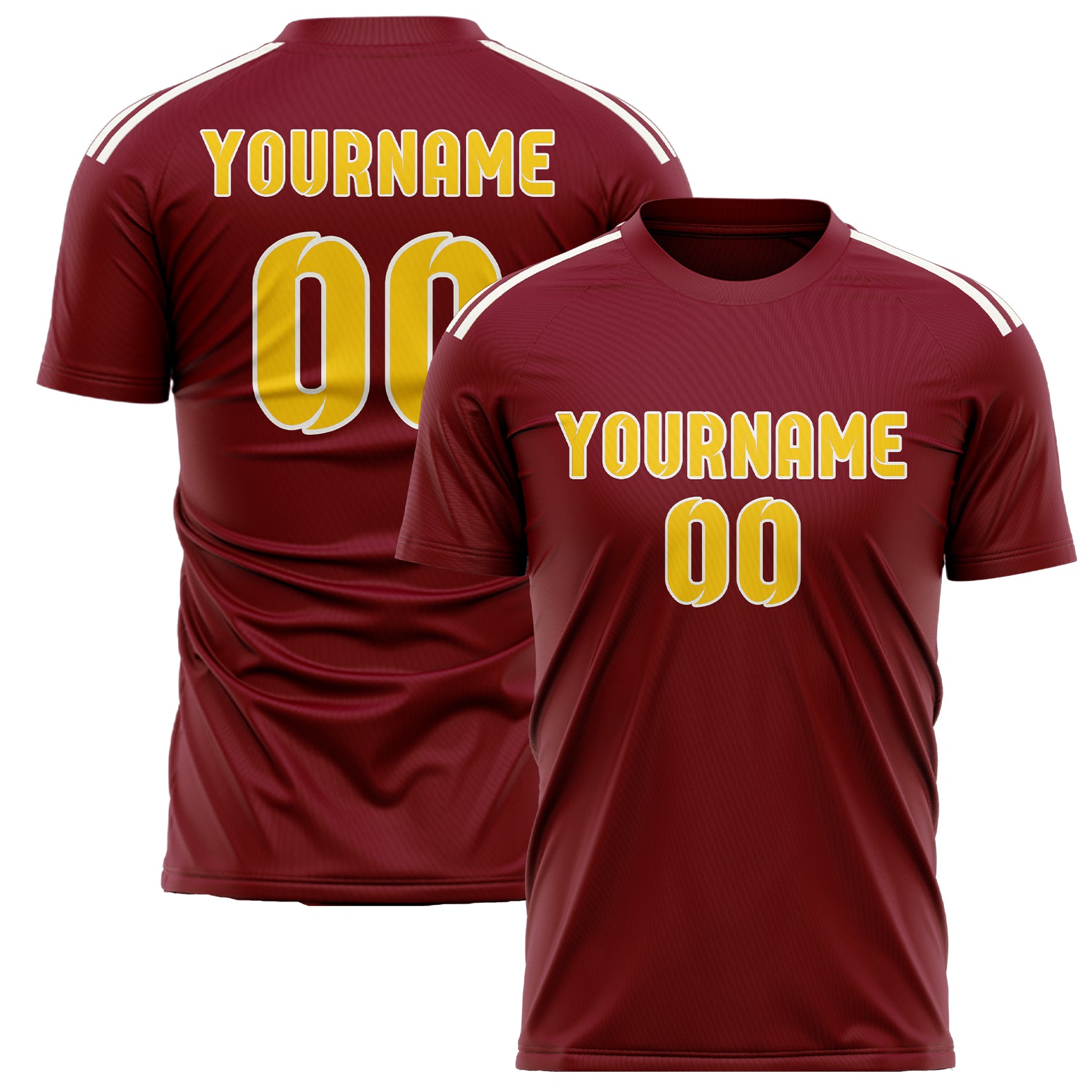 Custom Crimson Red Gold Soccer Jersey