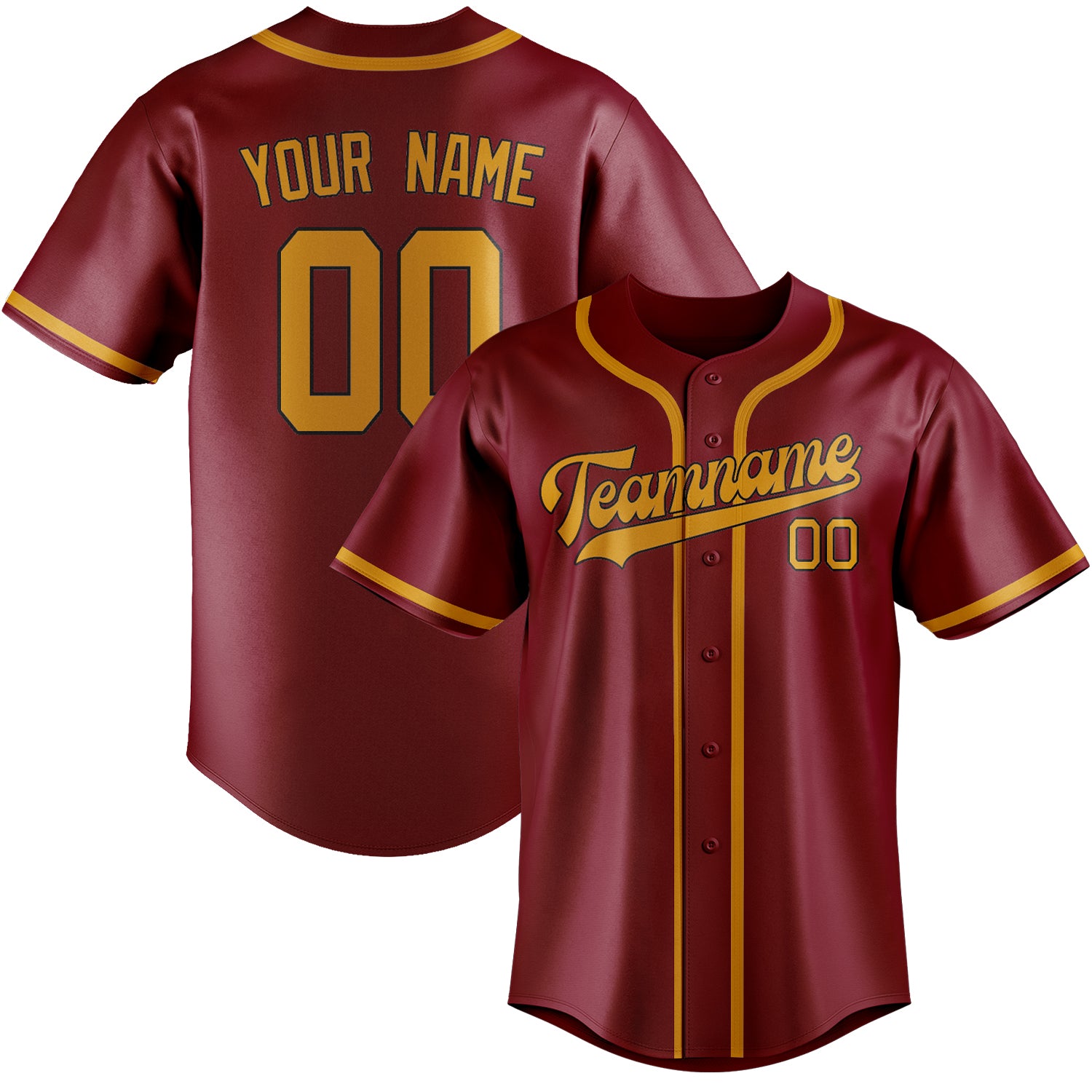 Custom Crimson Red Yellow Baseball Jersey